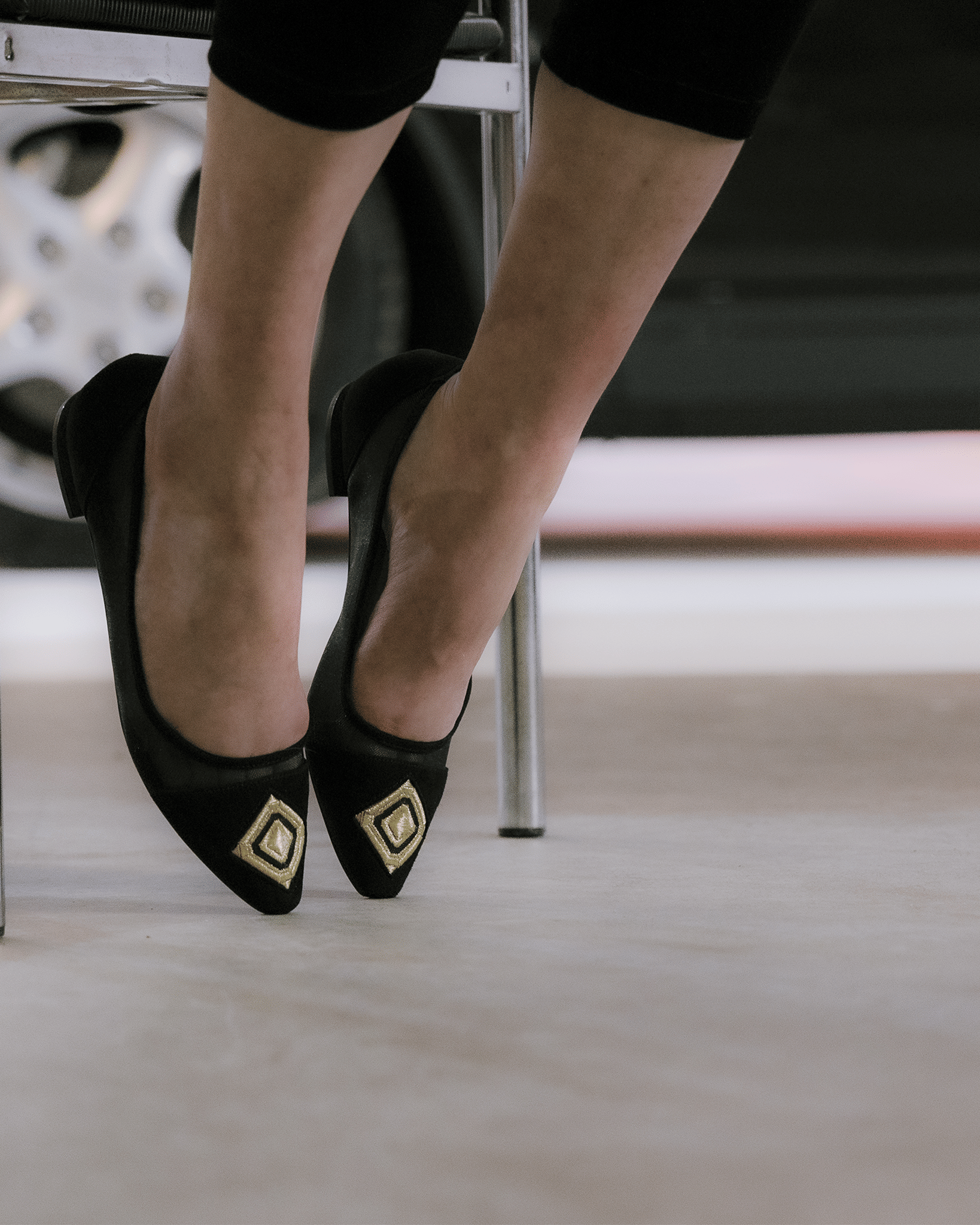 Diamond Ballerina Black Suede in Black made by ATANA