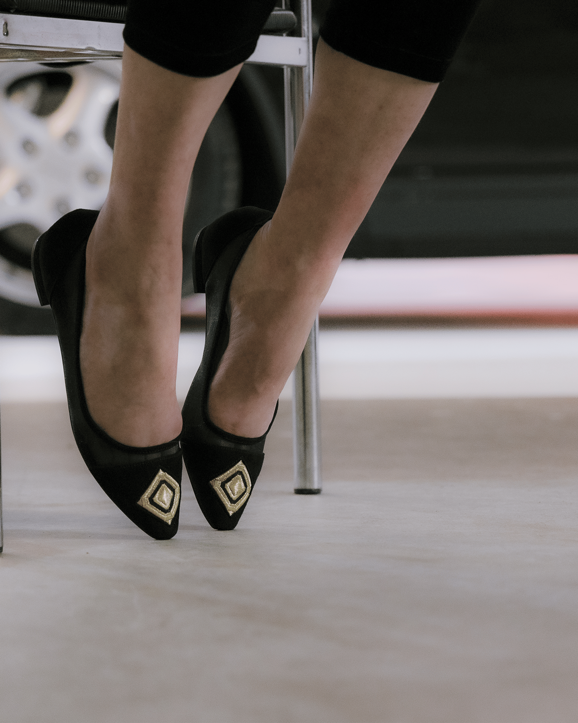 Diamond Ballerina Black Suede in Black made by ATANA