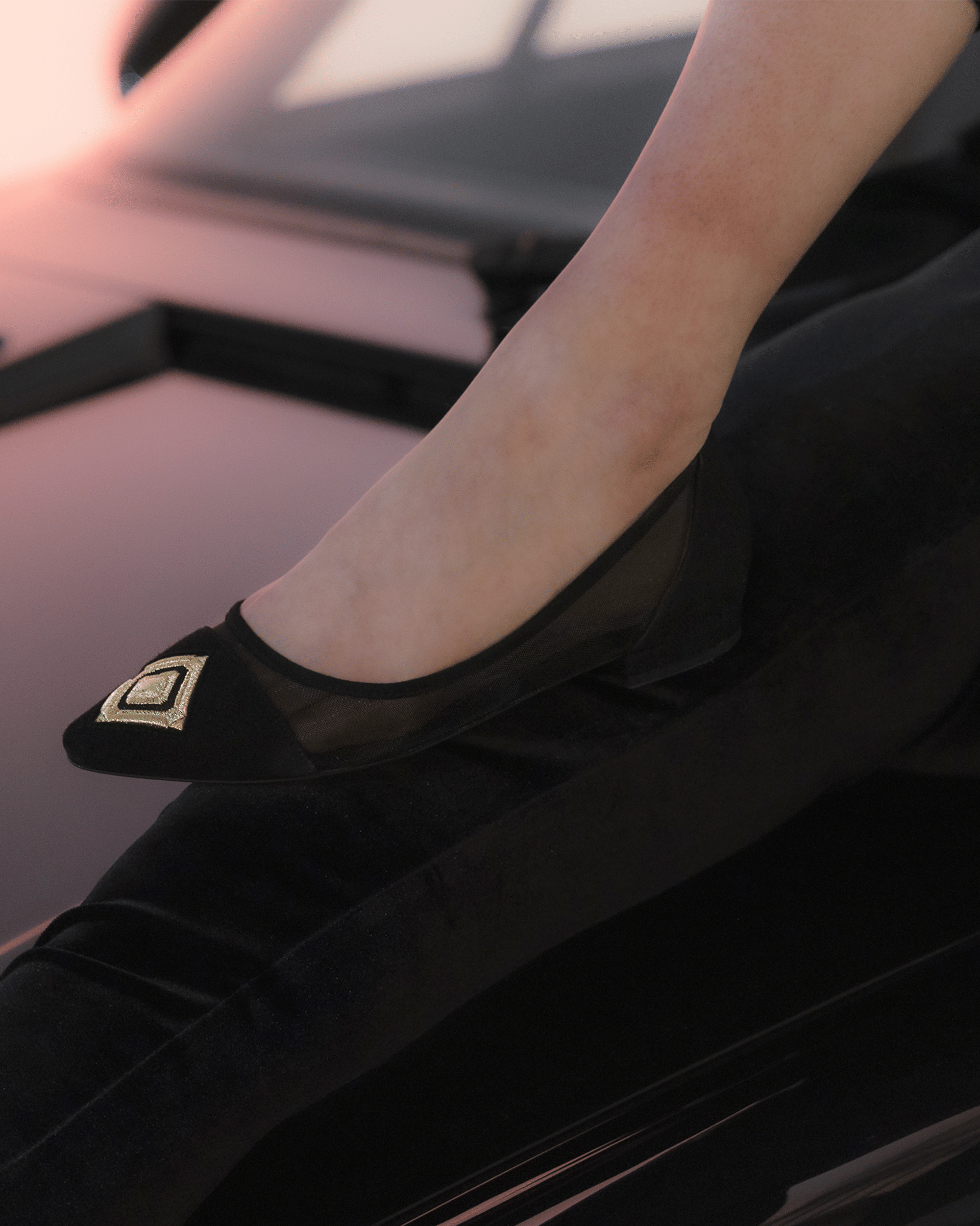 Diamond Ballerina Black Suede in Black made by ATANA