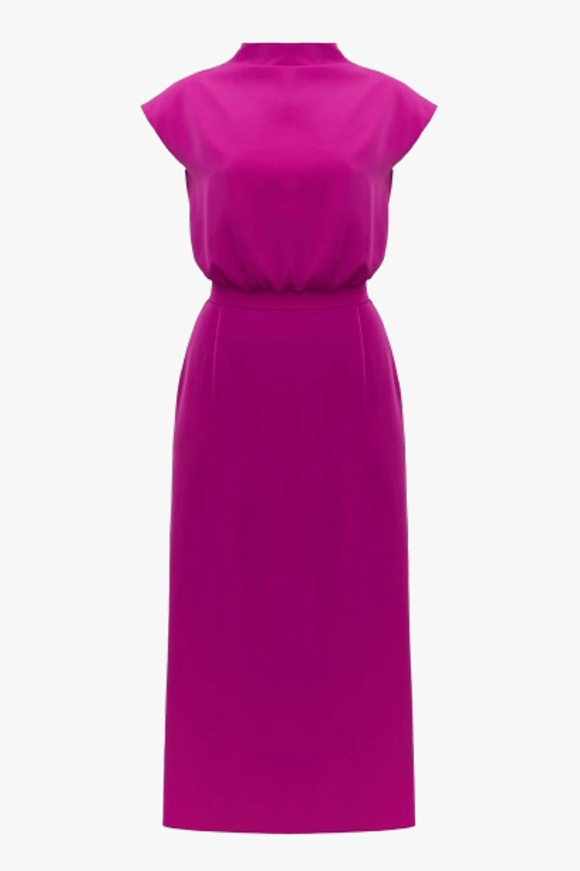 TESSA magenta pink short kimono sleeves midi cocktail dress made by UNDRESS