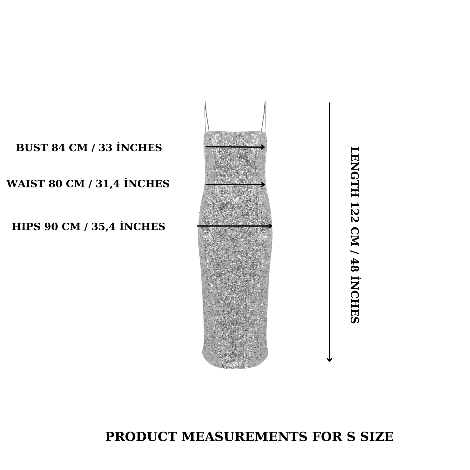 Miles Sequin Midi Dress in Silver Burch in Silver made by Nazli Ceren