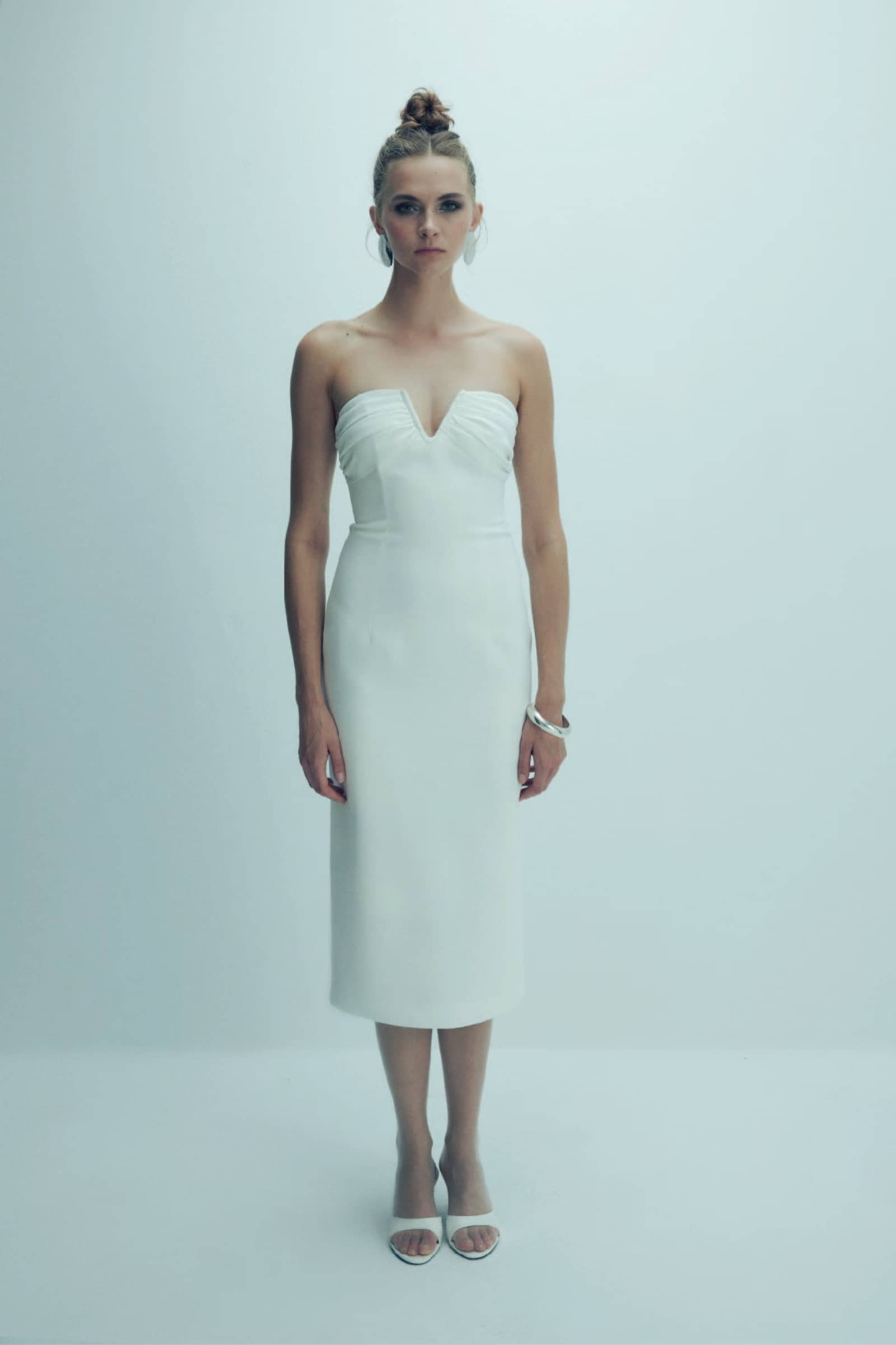 Miora Crepe Midi Dress in Vanilla Ice made by Nazli Ceren