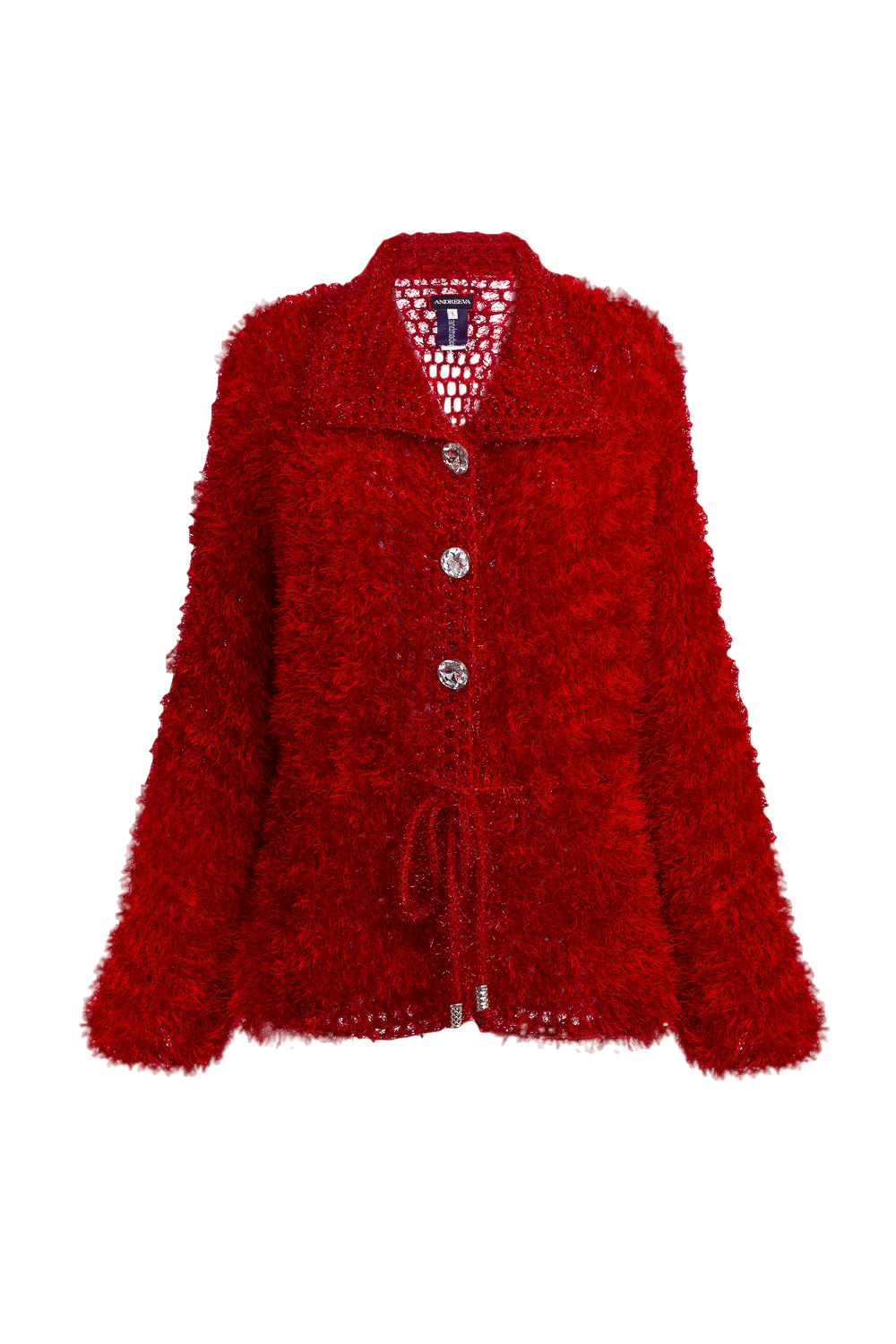 Red Monroe Handmade Knit Cardigan-Dress made by ANDREEVA