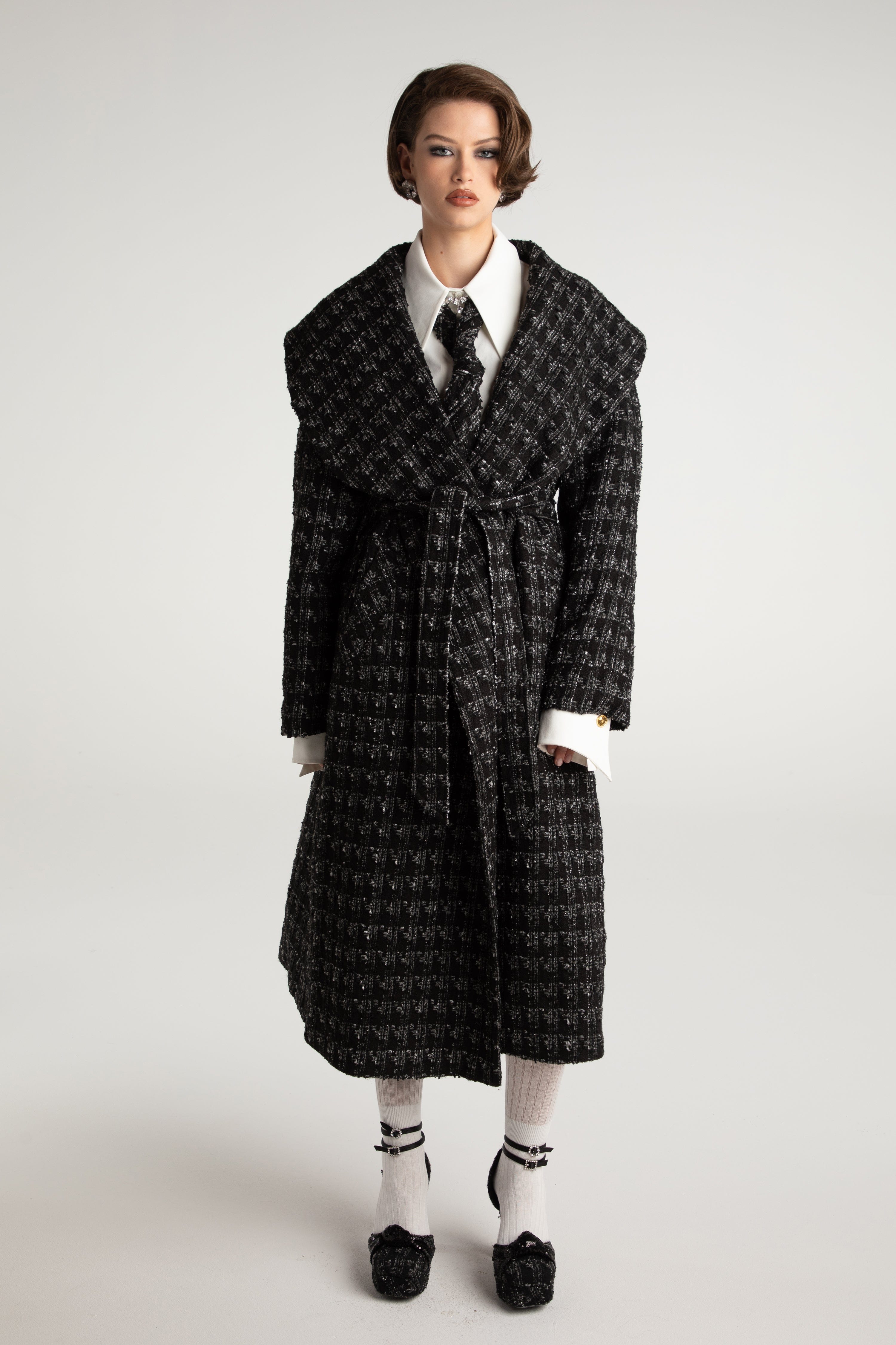 Emmeline Lapel Coat (Black) in Black made by Nana Jacqueline
