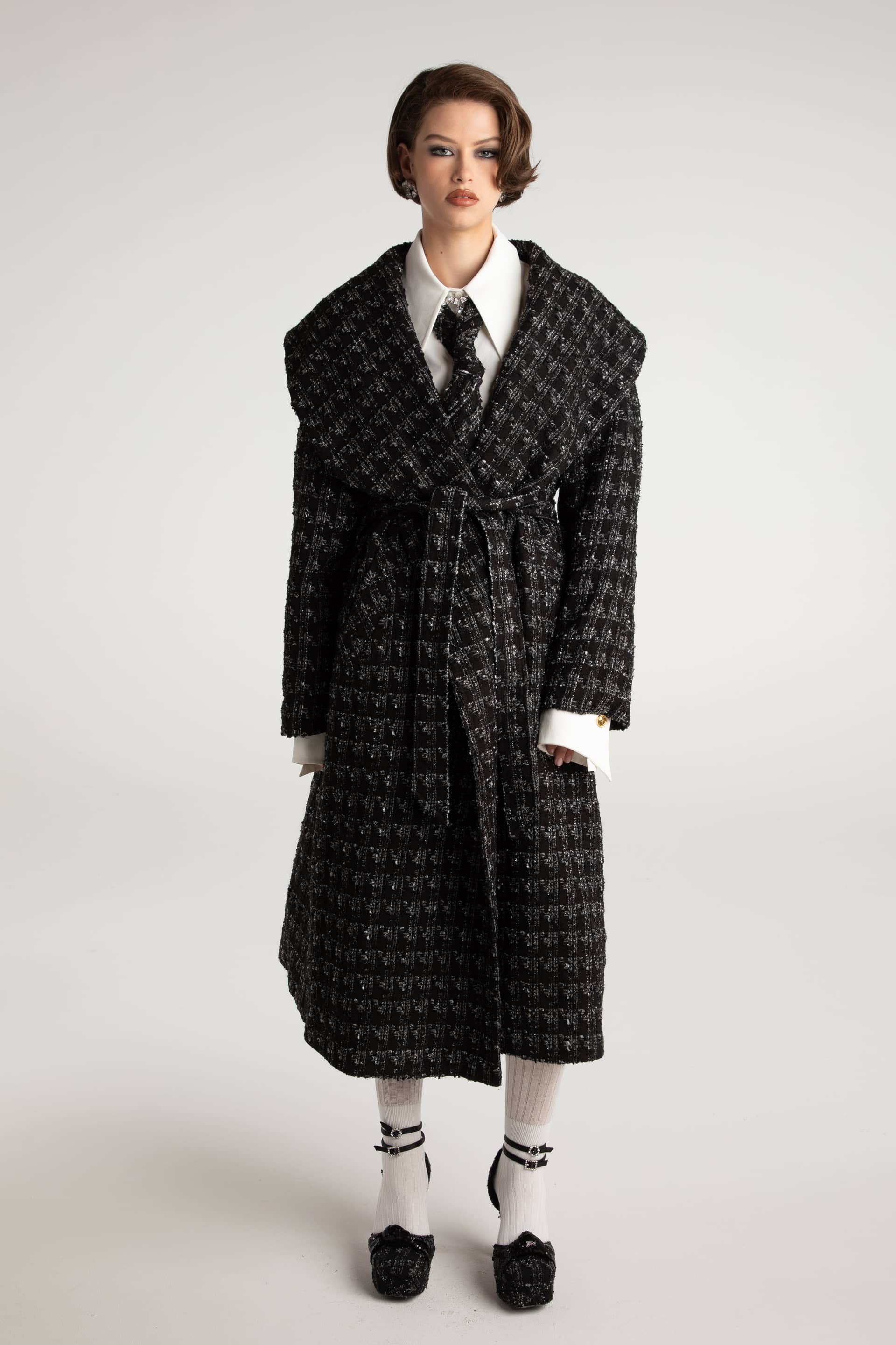 Emmeline Lapel Coat (Black) in Black made by Nana Jacqueline