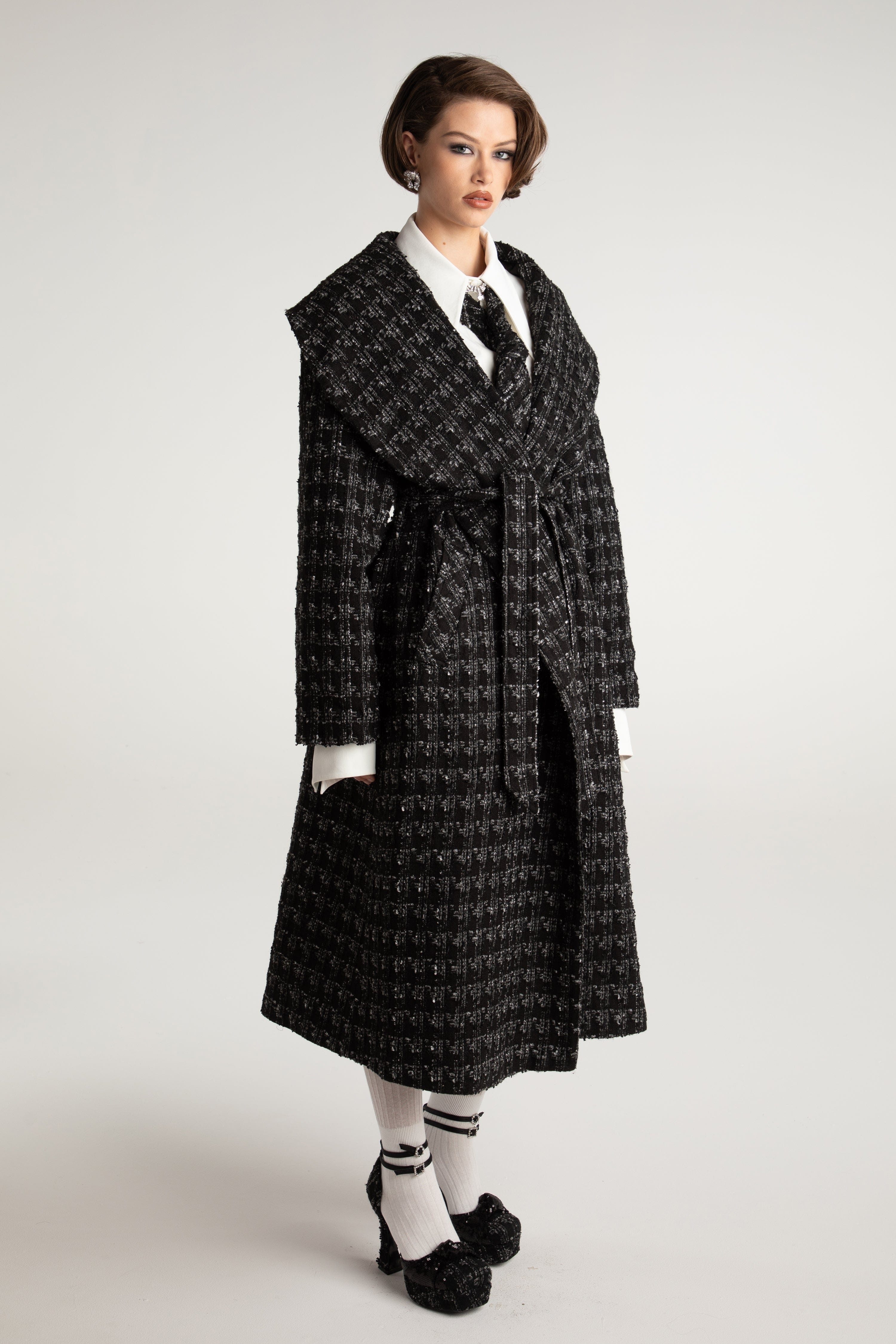 Emmeline Lapel Coat (Black) in Black made by Nana Jacqueline