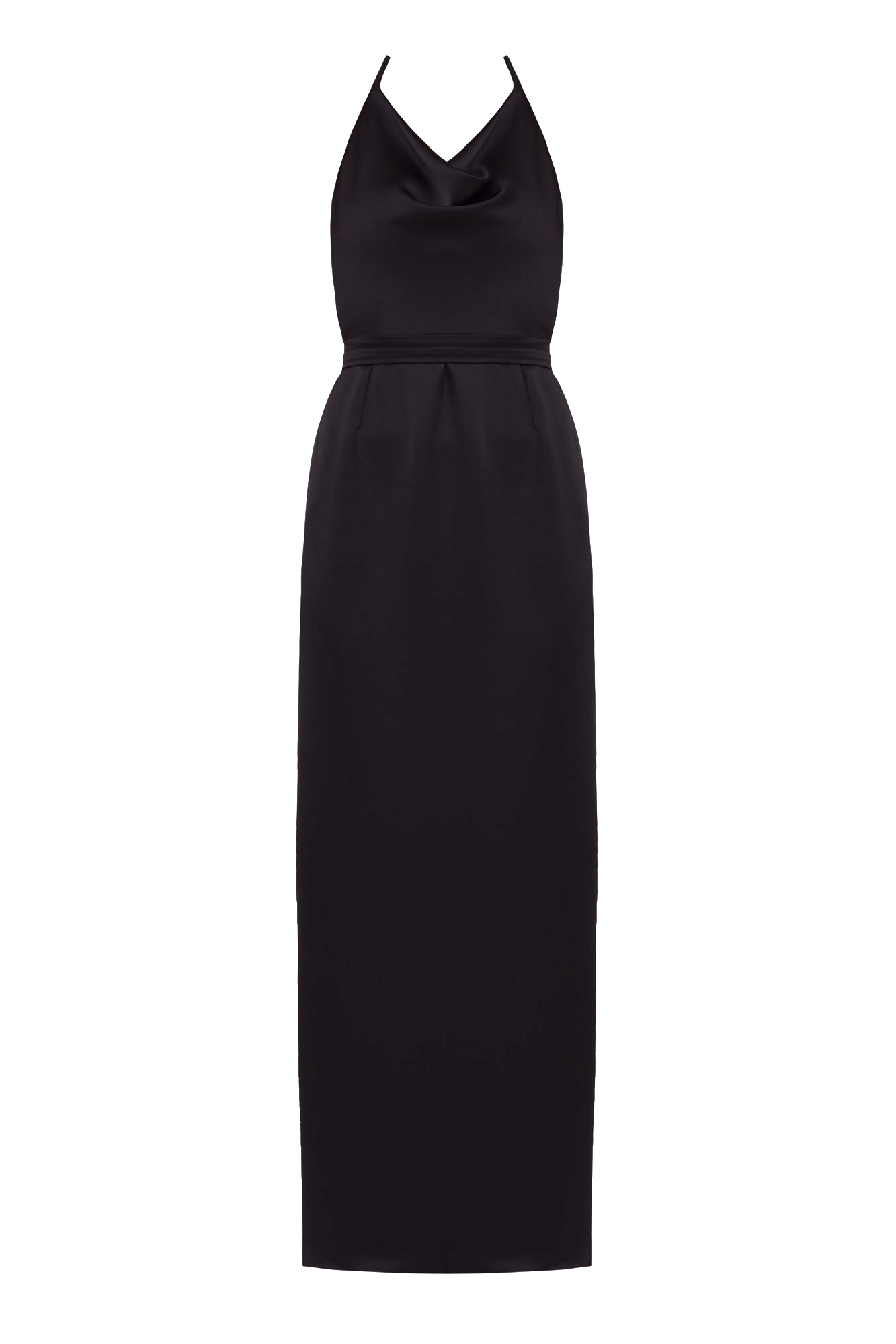 KALEA Black Satin Long Cowl Neck Dress made by UNDRESS