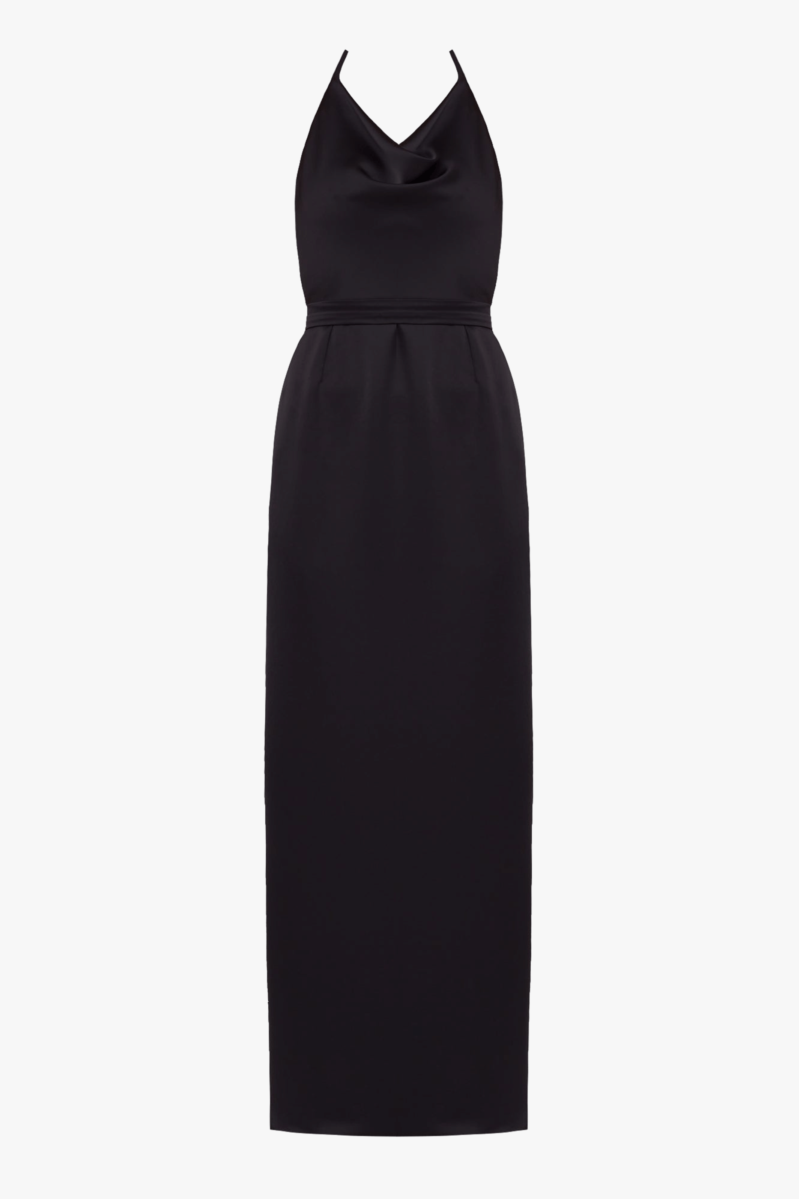 KALEA Black Satin Long Cowl Neck Dress made by UNDRESS