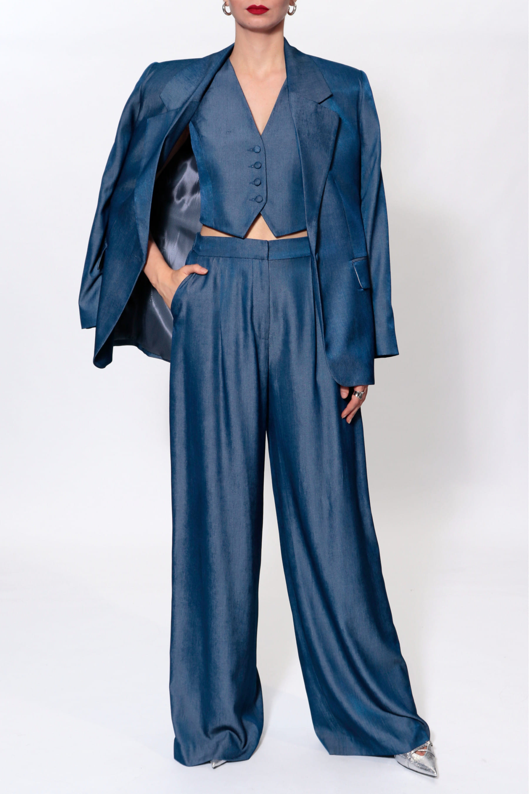 Blazer Tatiana Navy Denim made by HALEWSKI