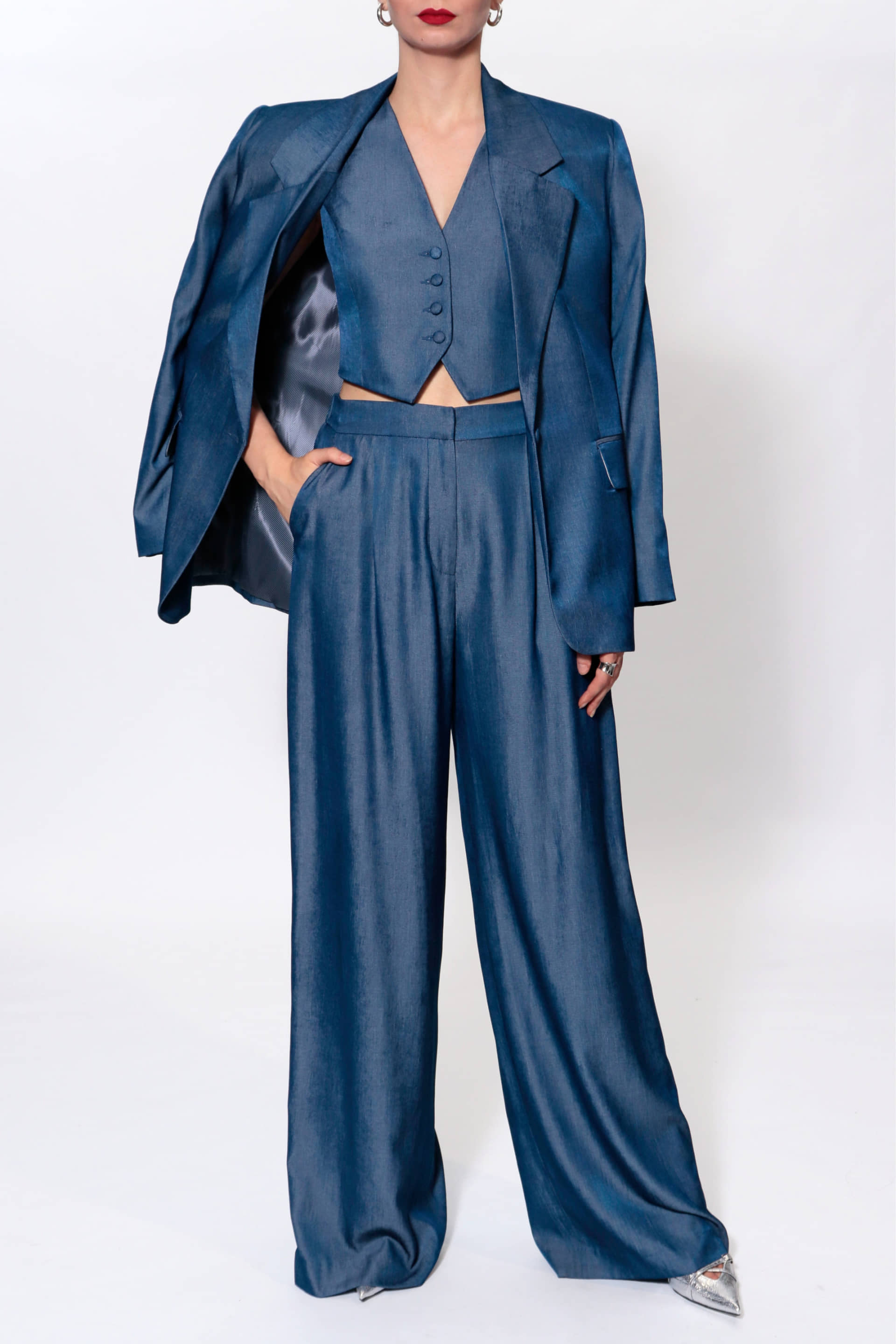 Blazer Tatiana Navy Denim made by HALEWSKI