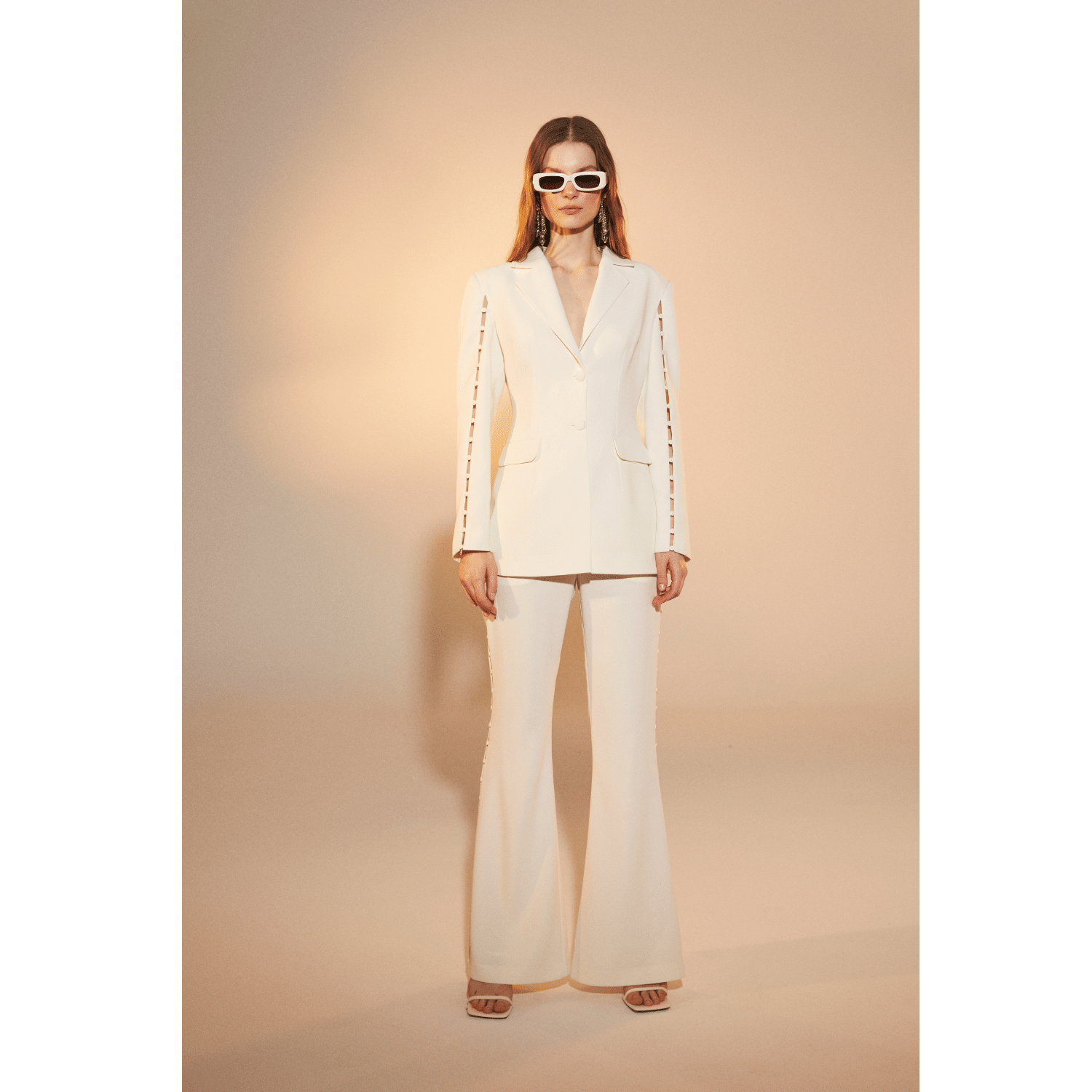 Marylebone Crepe Blazer in Vanilla Ice in White made by Nazli Ceren