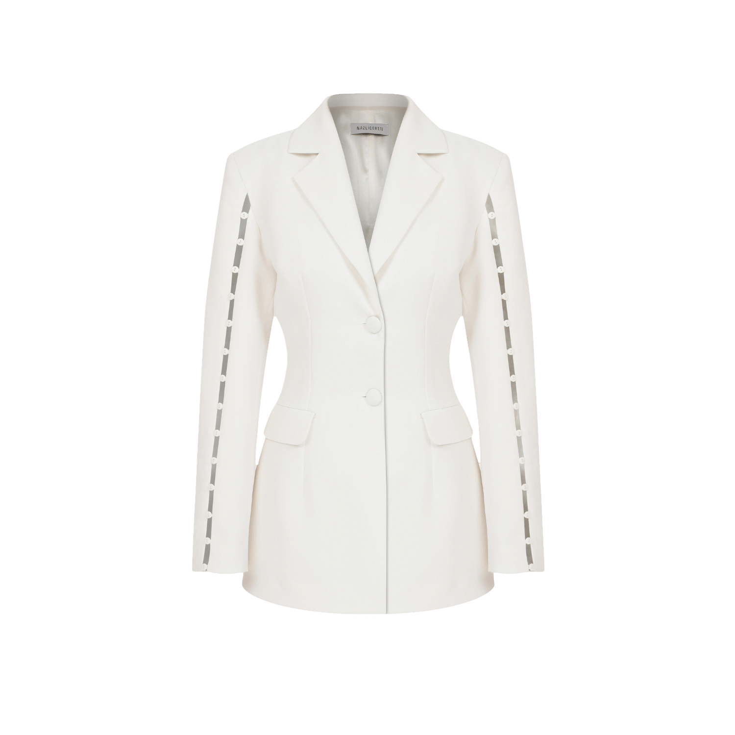 Marylebone Crepe Blazer in Vanilla Ice in White made by Nazli Ceren