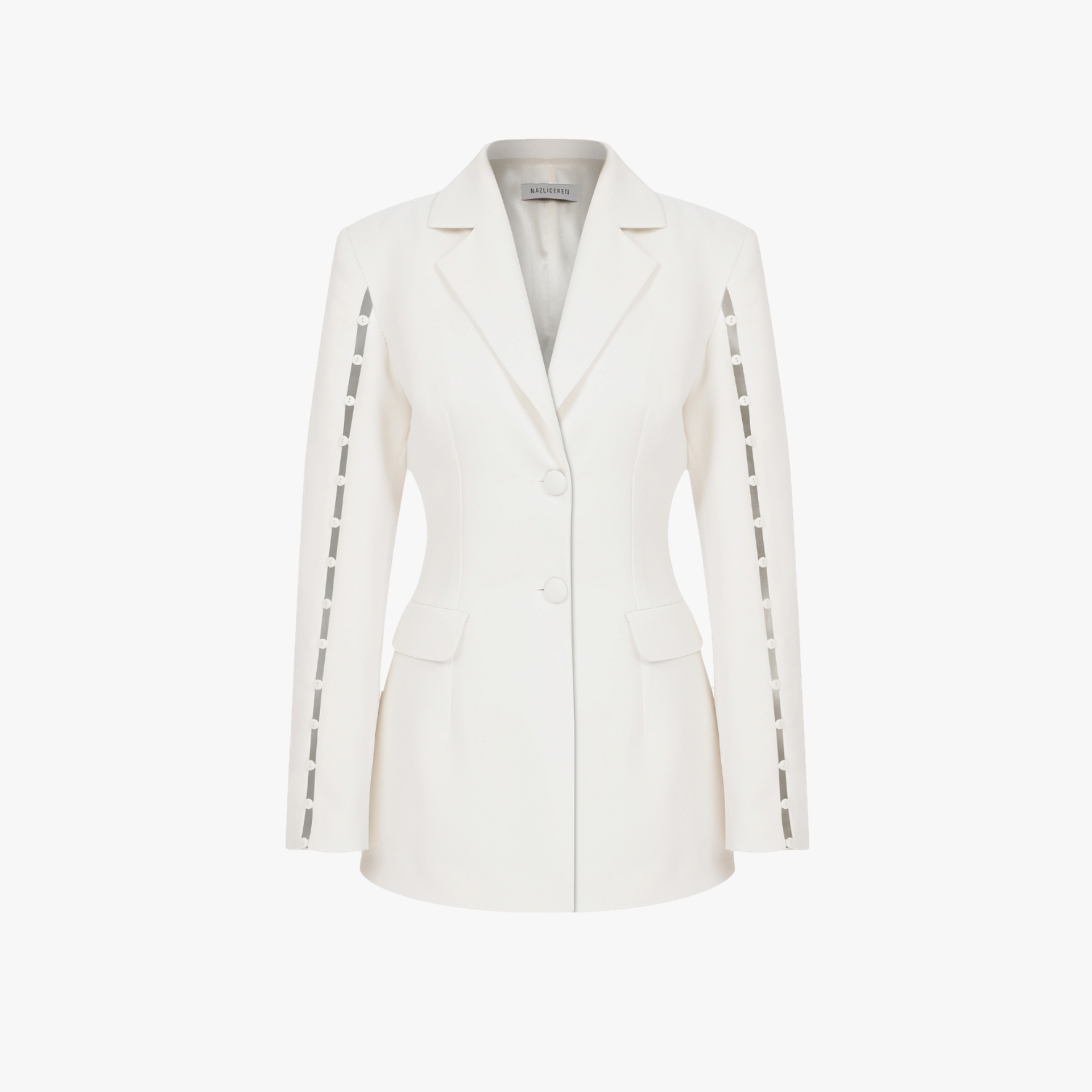 Marylebone Crepe Blazer in Vanilla Ice in White made by Nazli Ceren