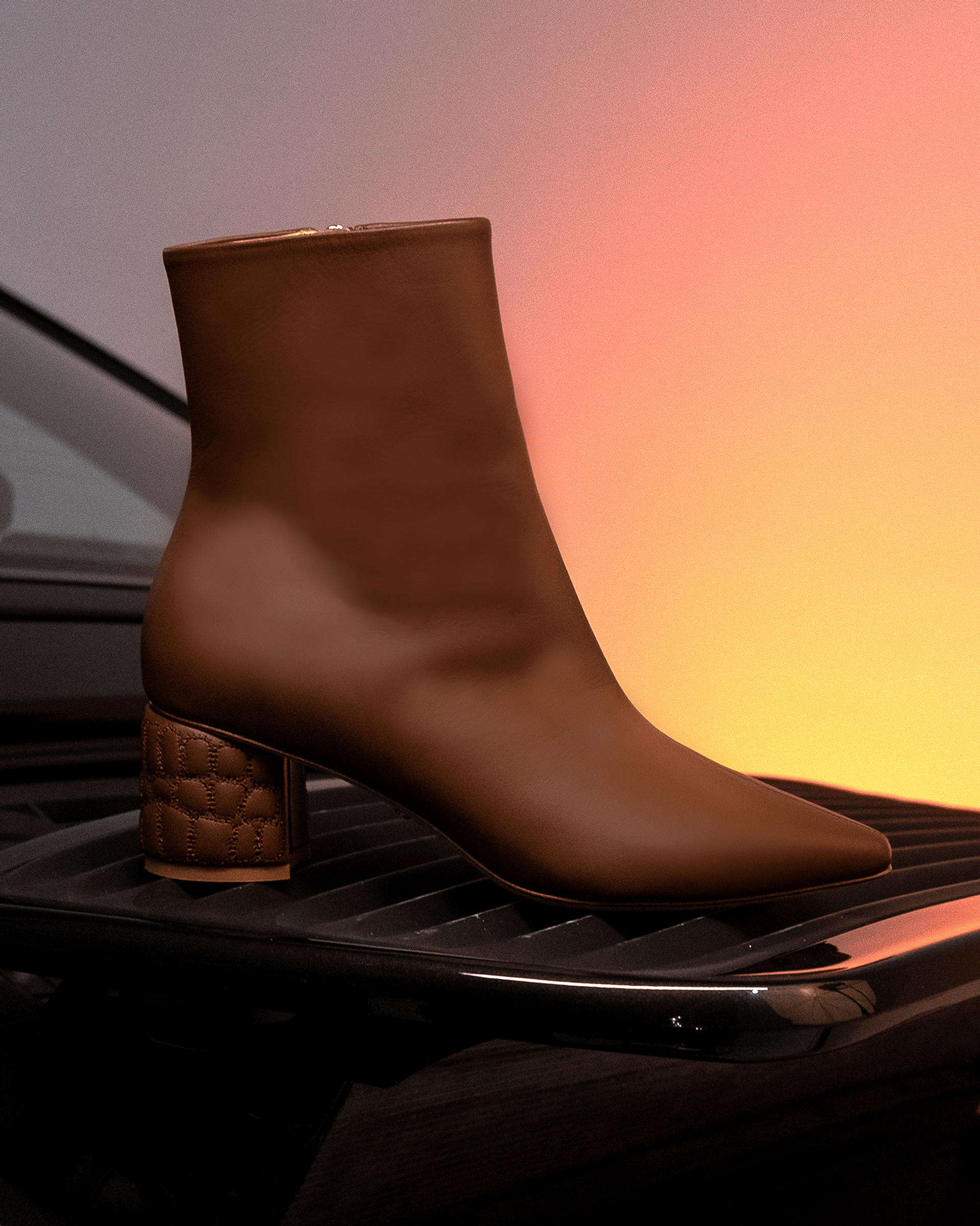 Croc Heel Boot 55 Saddle Brown in Brown made by ATANA