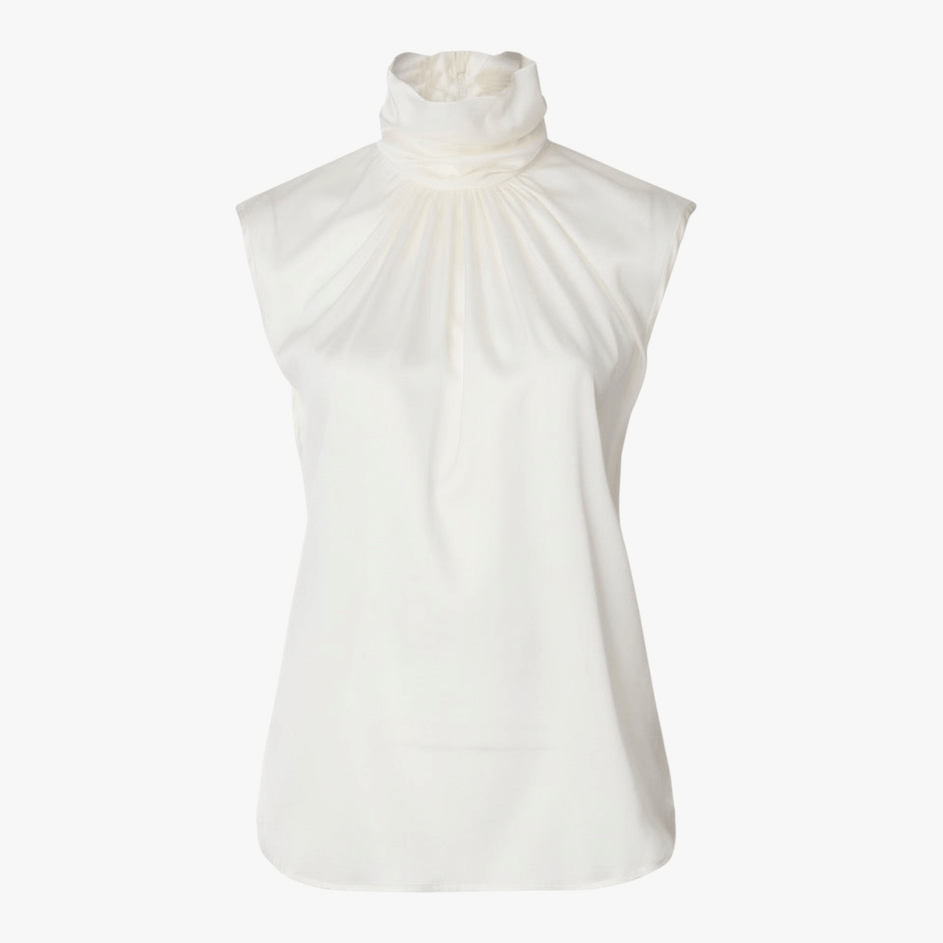 Draped Silk Turtleneck Blouse Ivory made by Vesna W