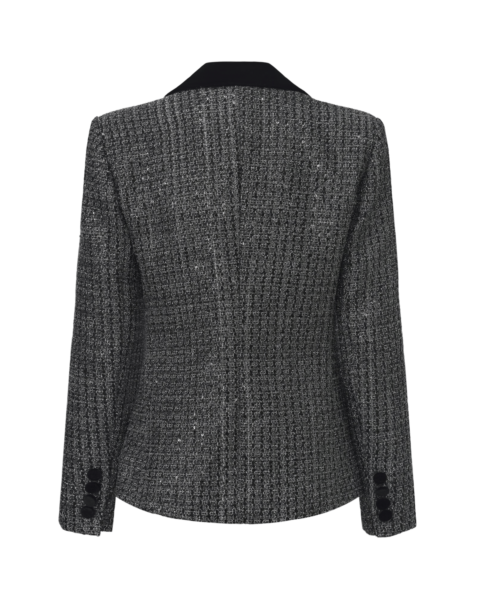 Maya Lapel Suit Jacket (Black & Silver) made by Nana Jacqueline