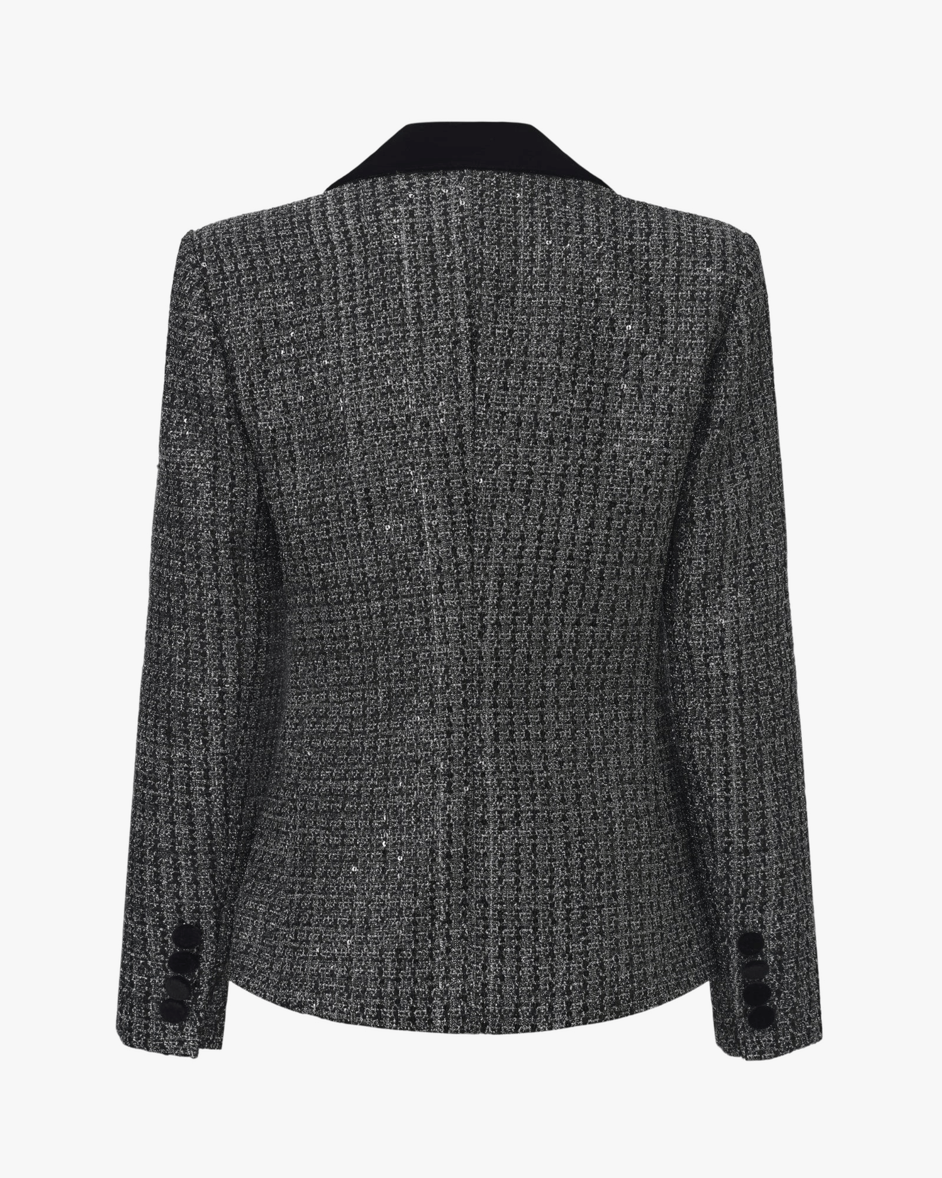 Maya Lapel Suit Jacket (Black & Silver) made by Nana Jacqueline