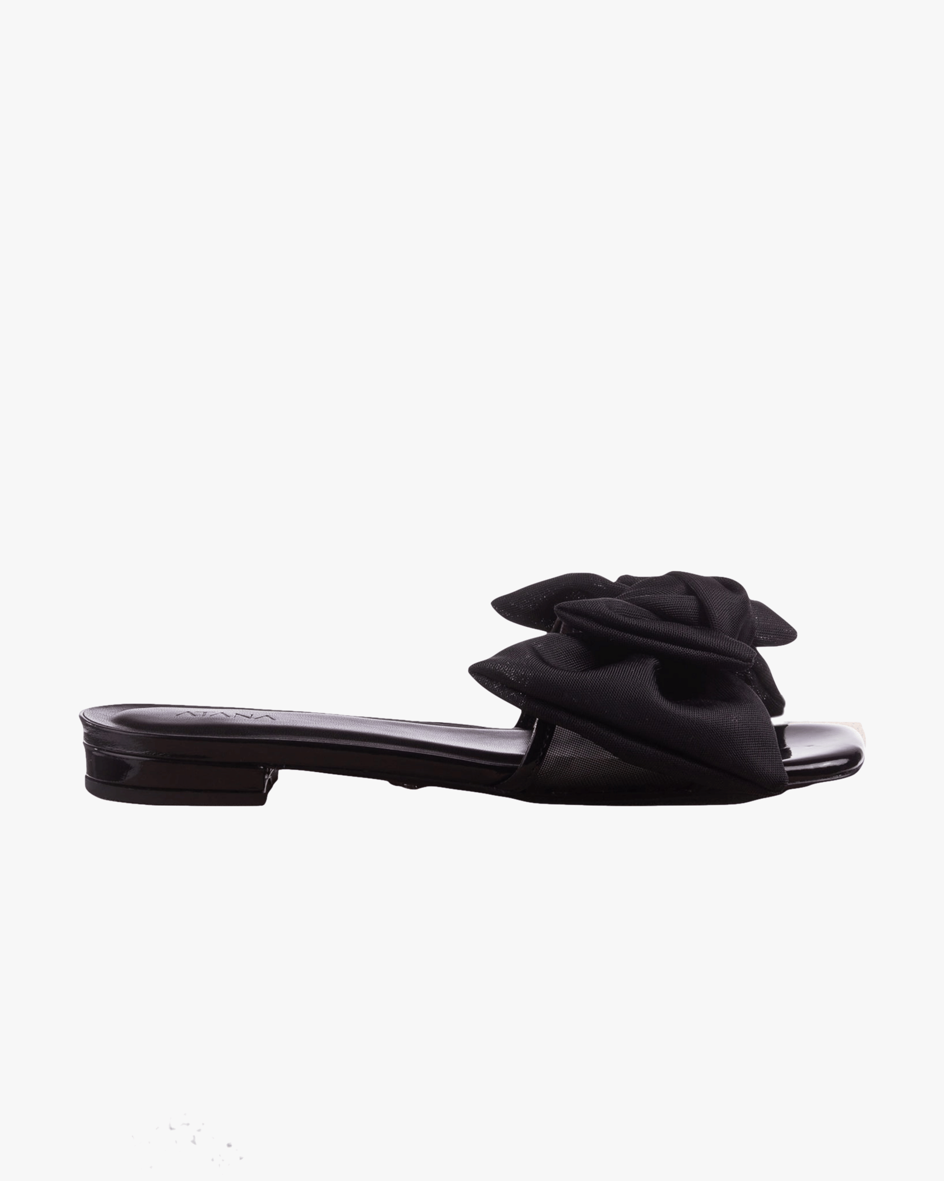 Bow Slide Black Patent in Black made by ATANA