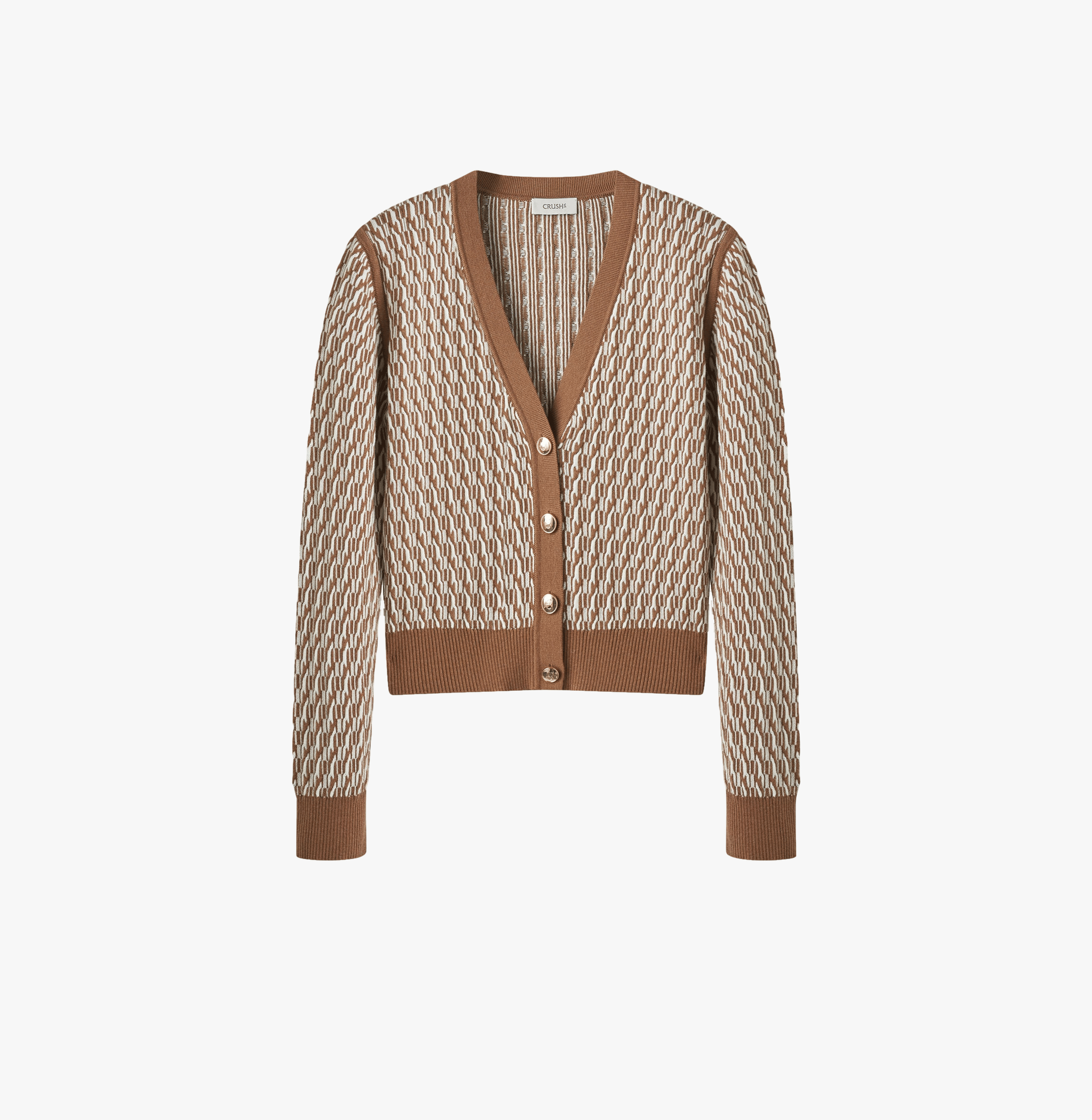 COTTON AND CASHMERE TWO-TONE CARDIGAN in Brown made by CRUSH Collection