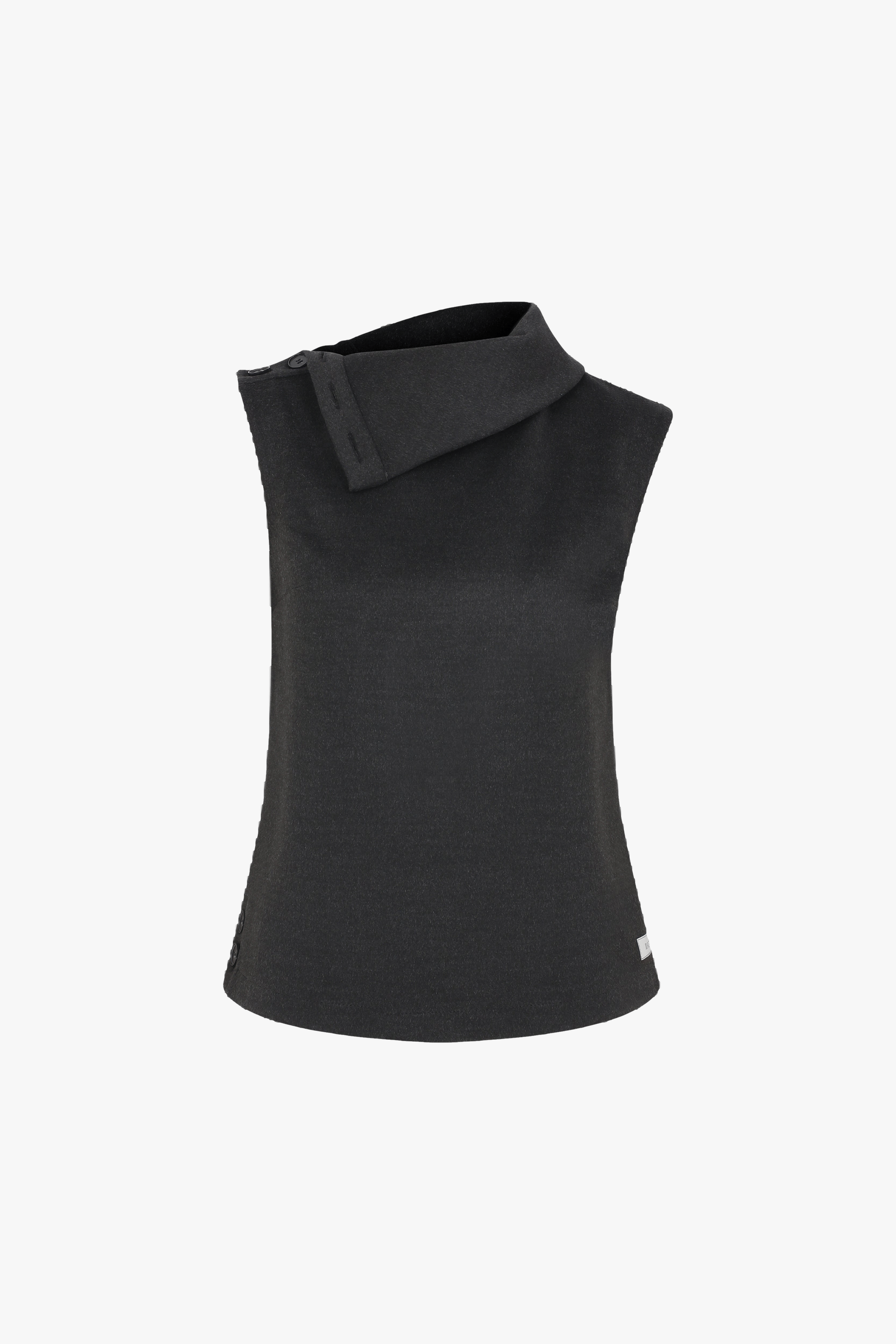 Geena Sleeveless Roll-Neck Top in Black made by Nazli Ceren