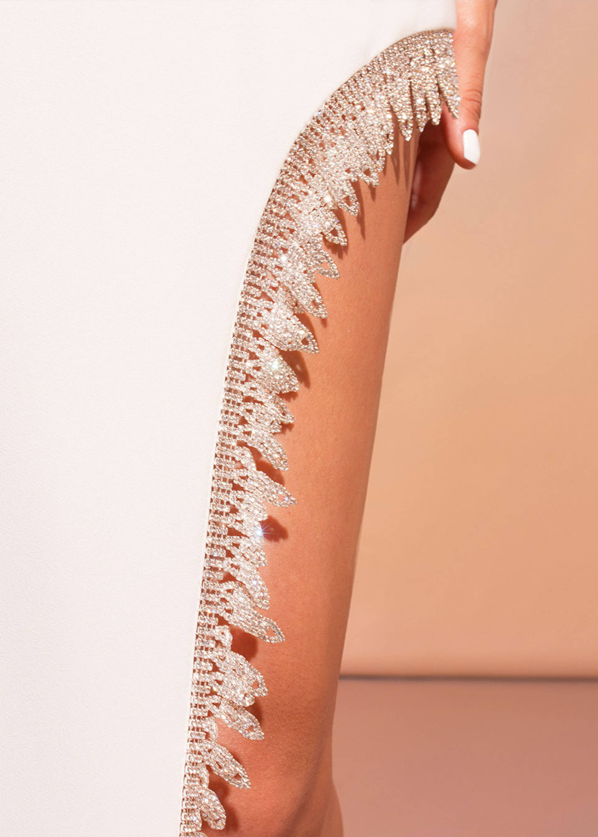 Leyla white crystal embellished midi dress made by Monika Dimova