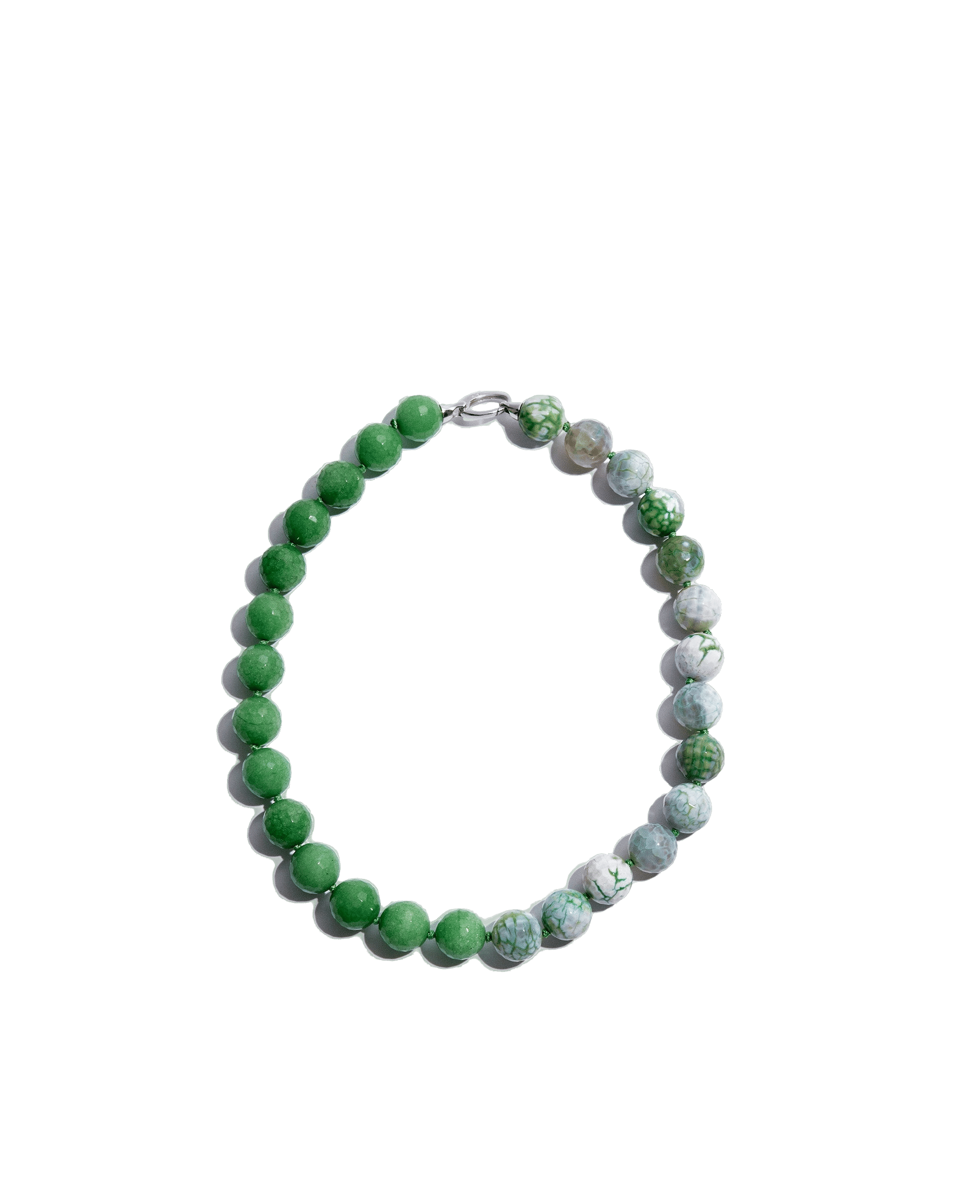 Esme necklace in green natural stones made by Phialebel