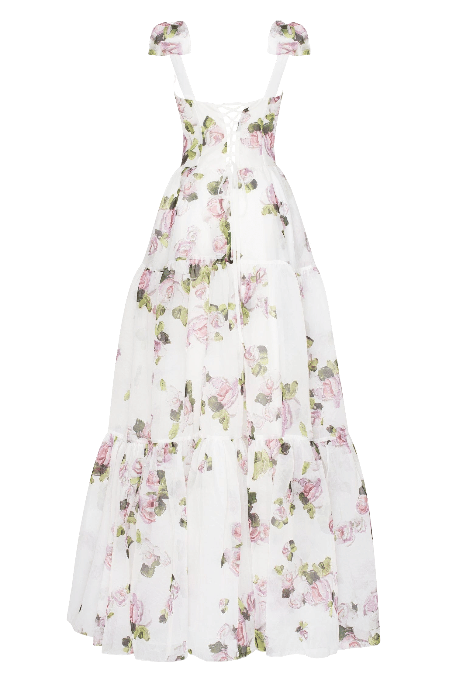 Apple Blossom Tender floral maxi tie-strap dress made by Milla