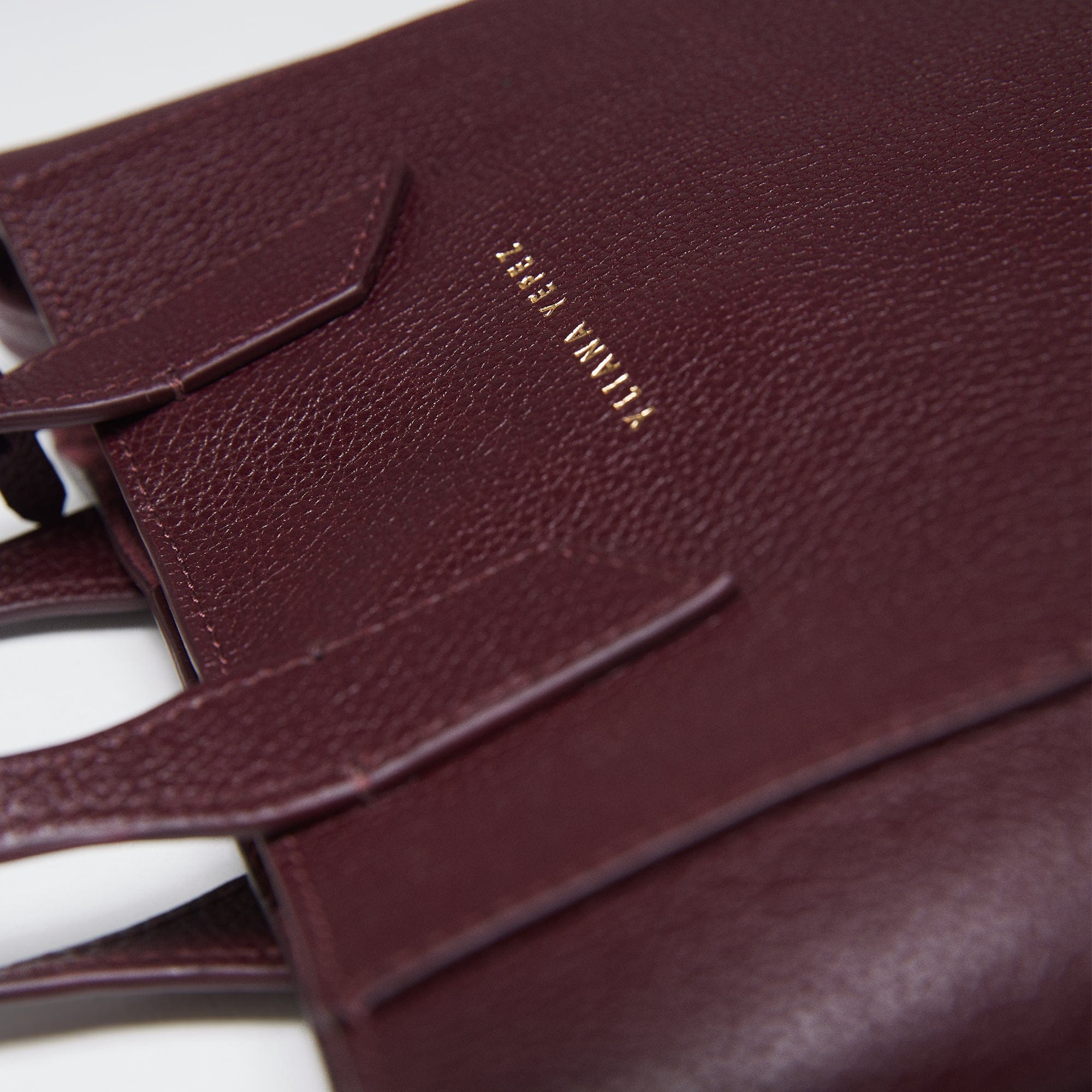 Mini Sarah Bordeaux tote made by Yliana Yepez