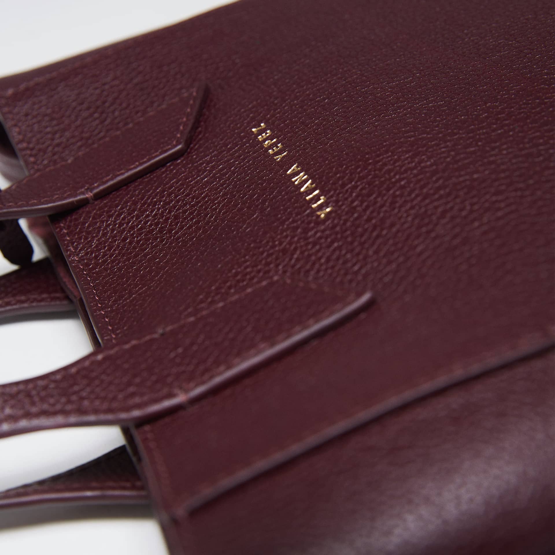 Mini Sarah Bordeaux tote made by Yliana Yepez