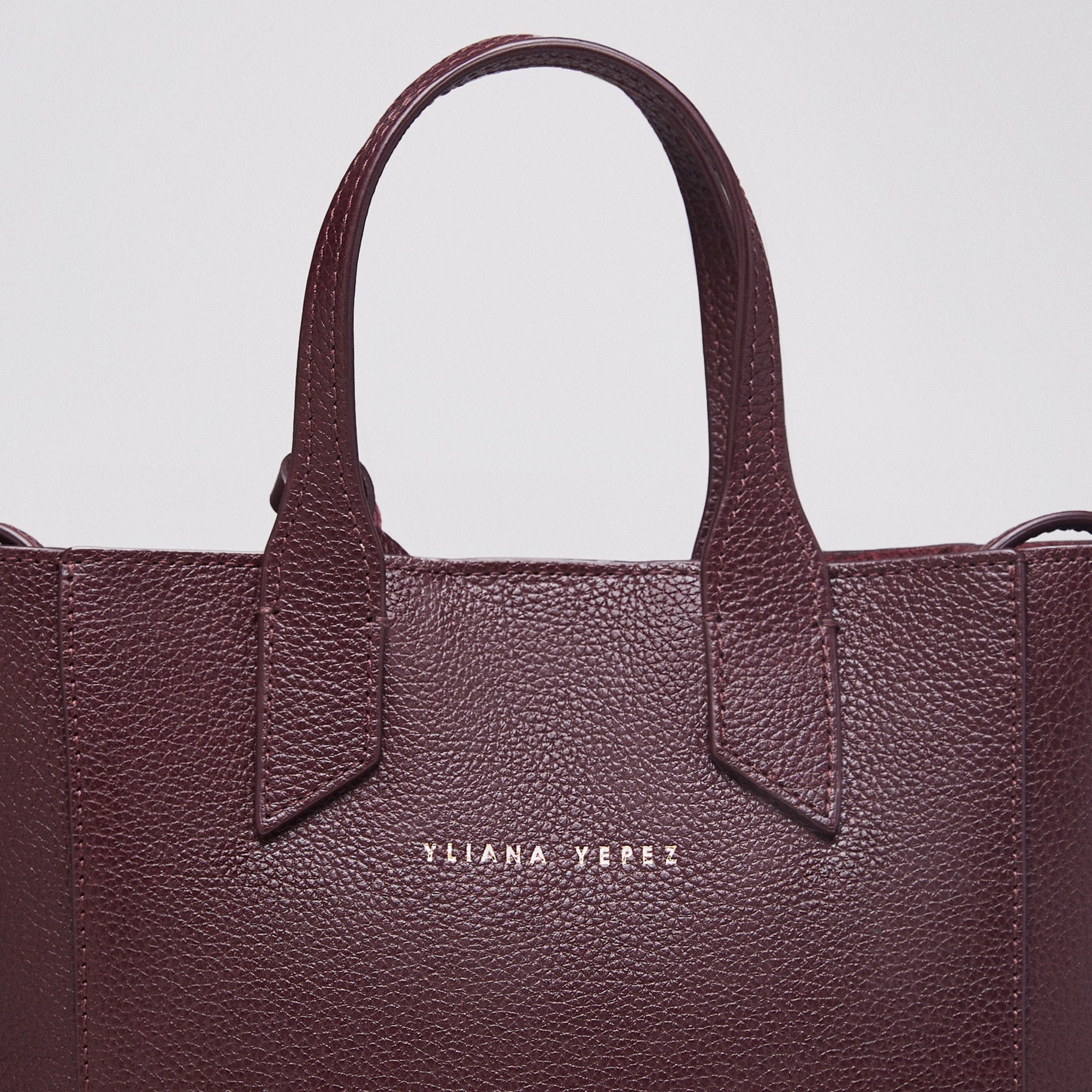 Mini Sarah Bordeaux tote made by Yliana Yepez