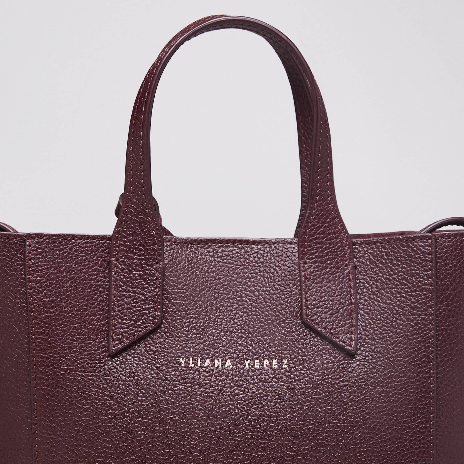 Mini Sarah Bordeaux tote made by Yliana Yepez