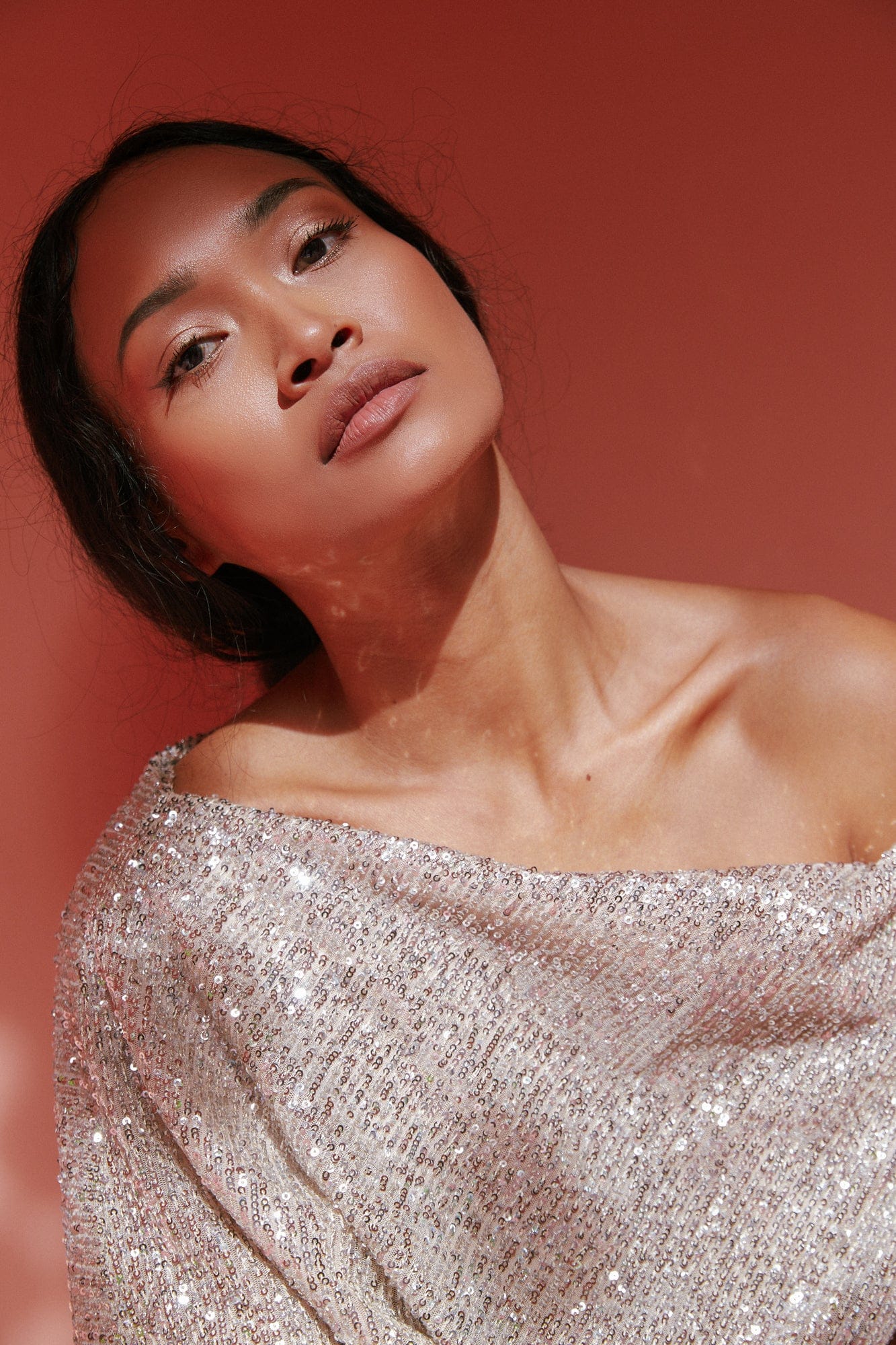 MARGO silver sequin asymmetric midi dress made by UNDRESS