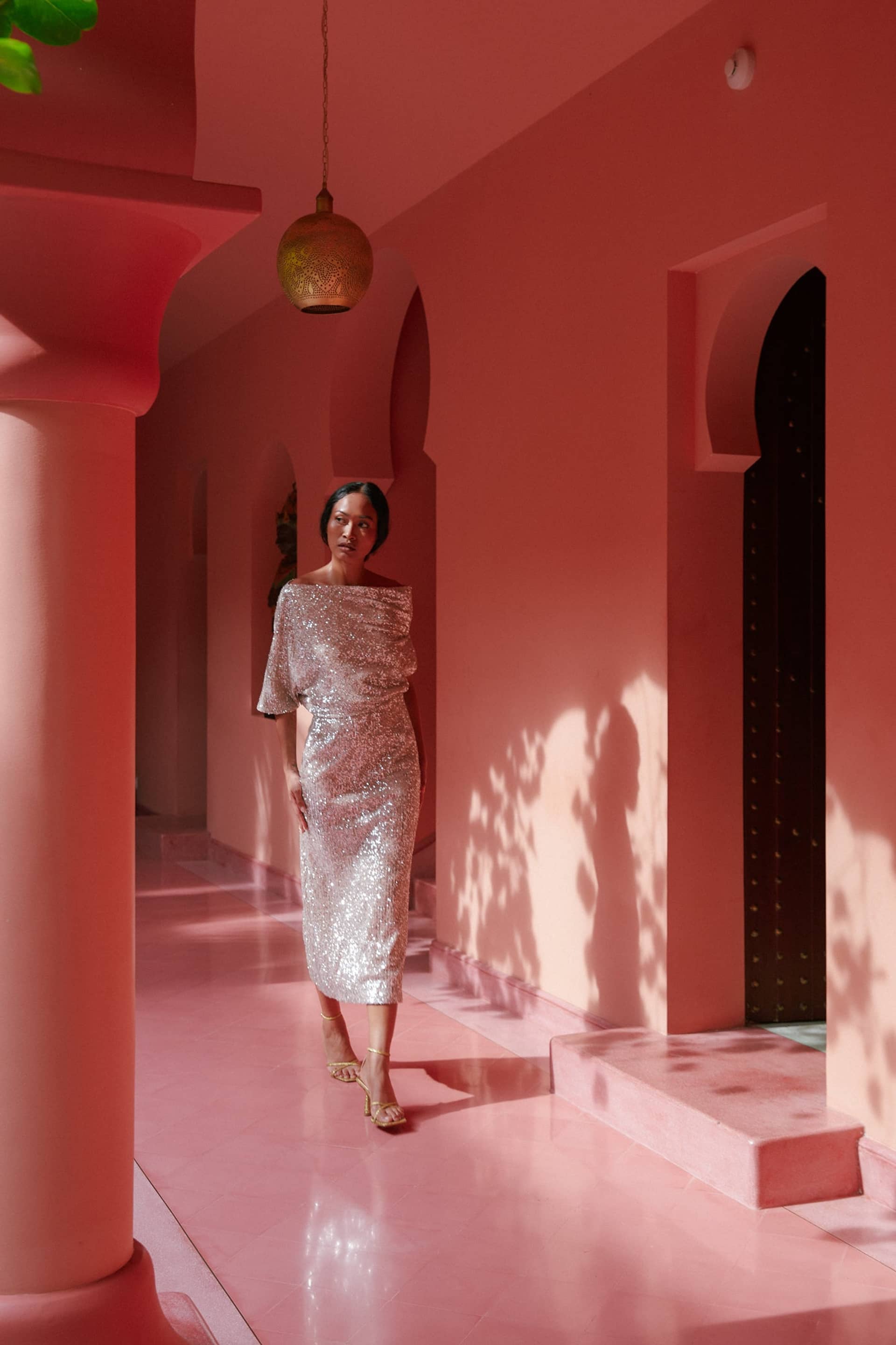 MARGO silver sequin asymmetric midi dress made by UNDRESS