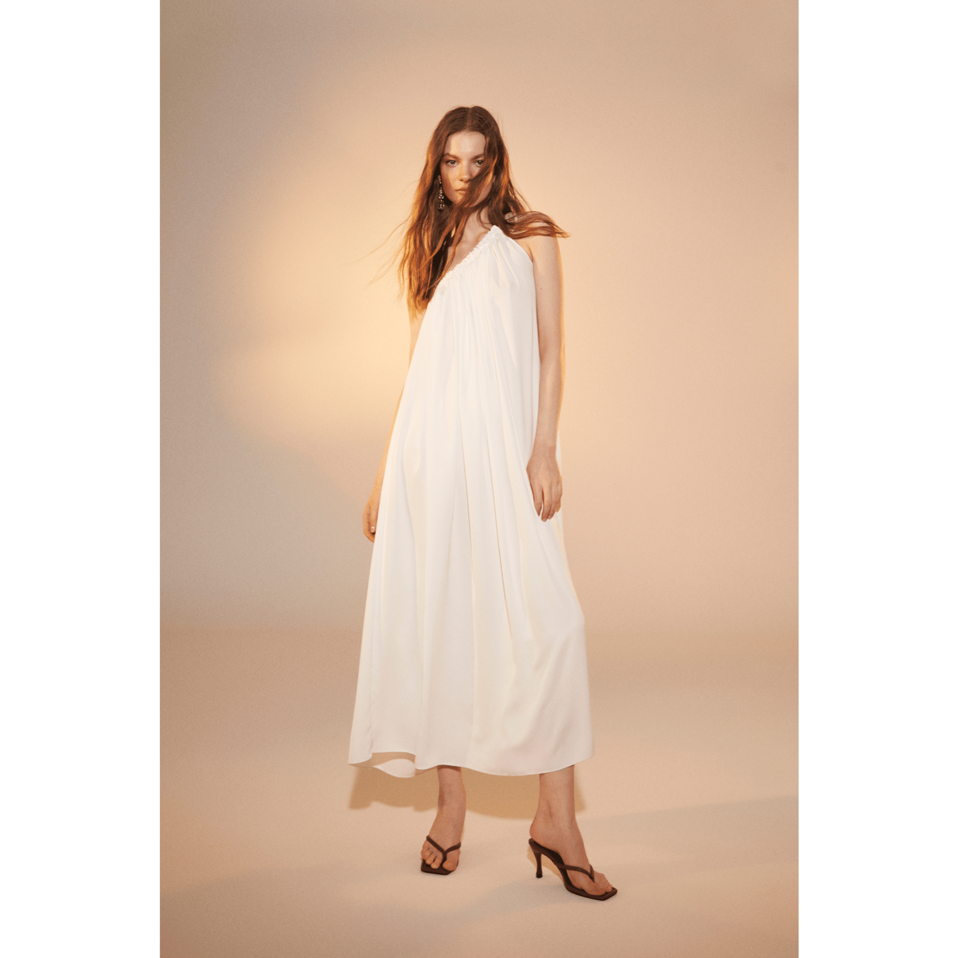 Chrissy One Shoulder Dress in White made by Nazli Ceren