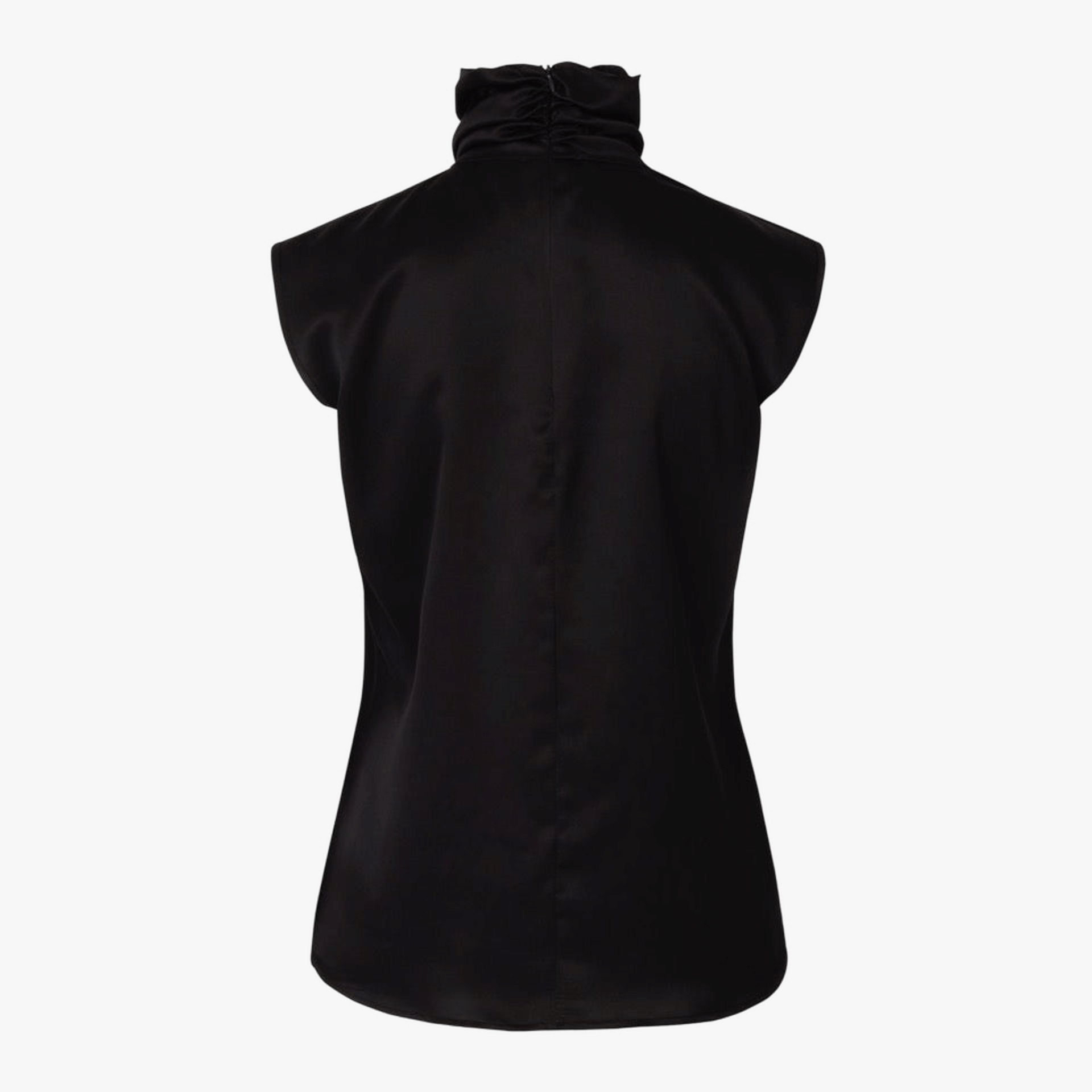 Draped Silk Turtleneck Blouse Black made by Vesna W