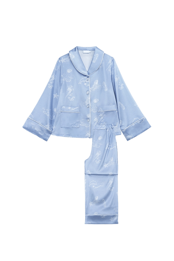 Ocean Blue Kid's Pajama Set made by MANITO