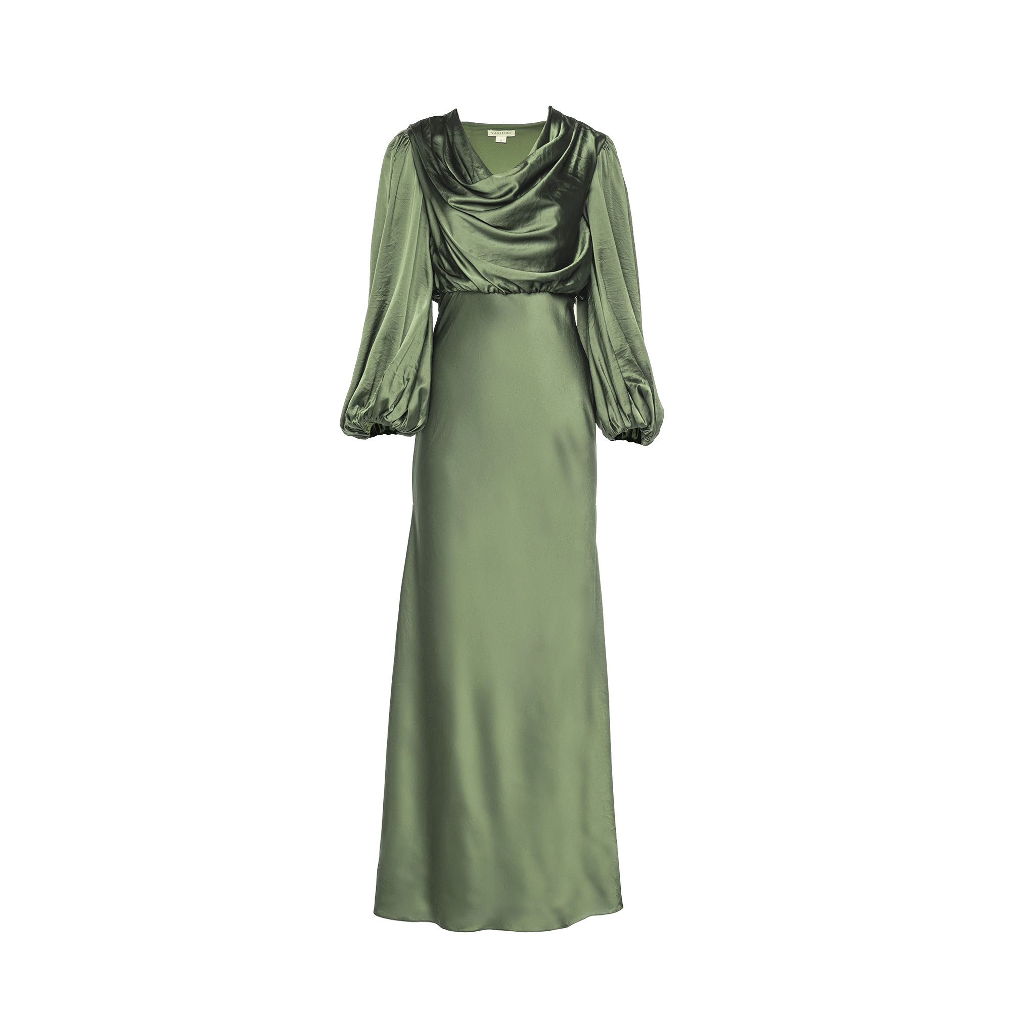 Alia Cowl Neck Gown Green Lily made by Vasiliki