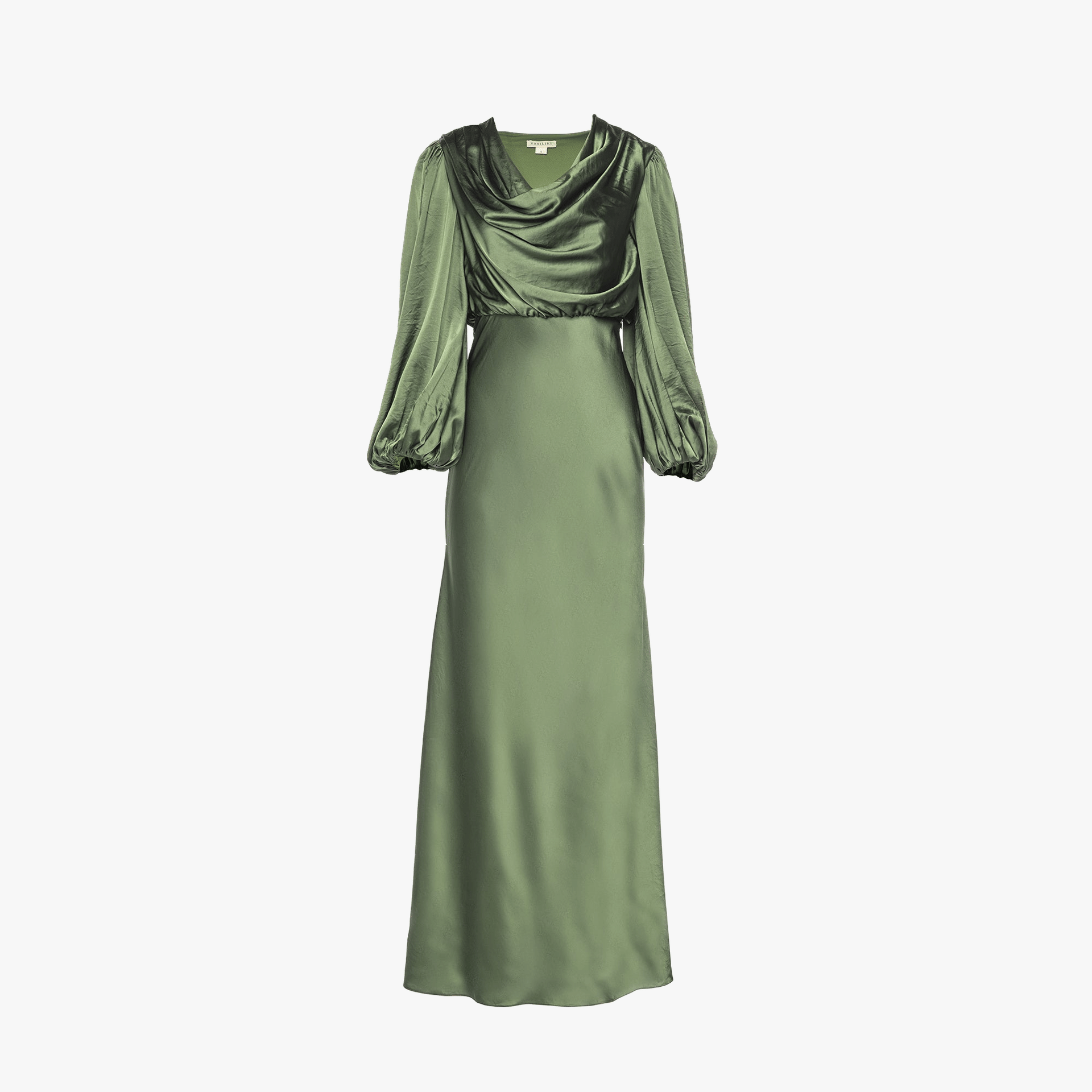 Alia Cowl Neck Gown Green Lily made by Vasiliki