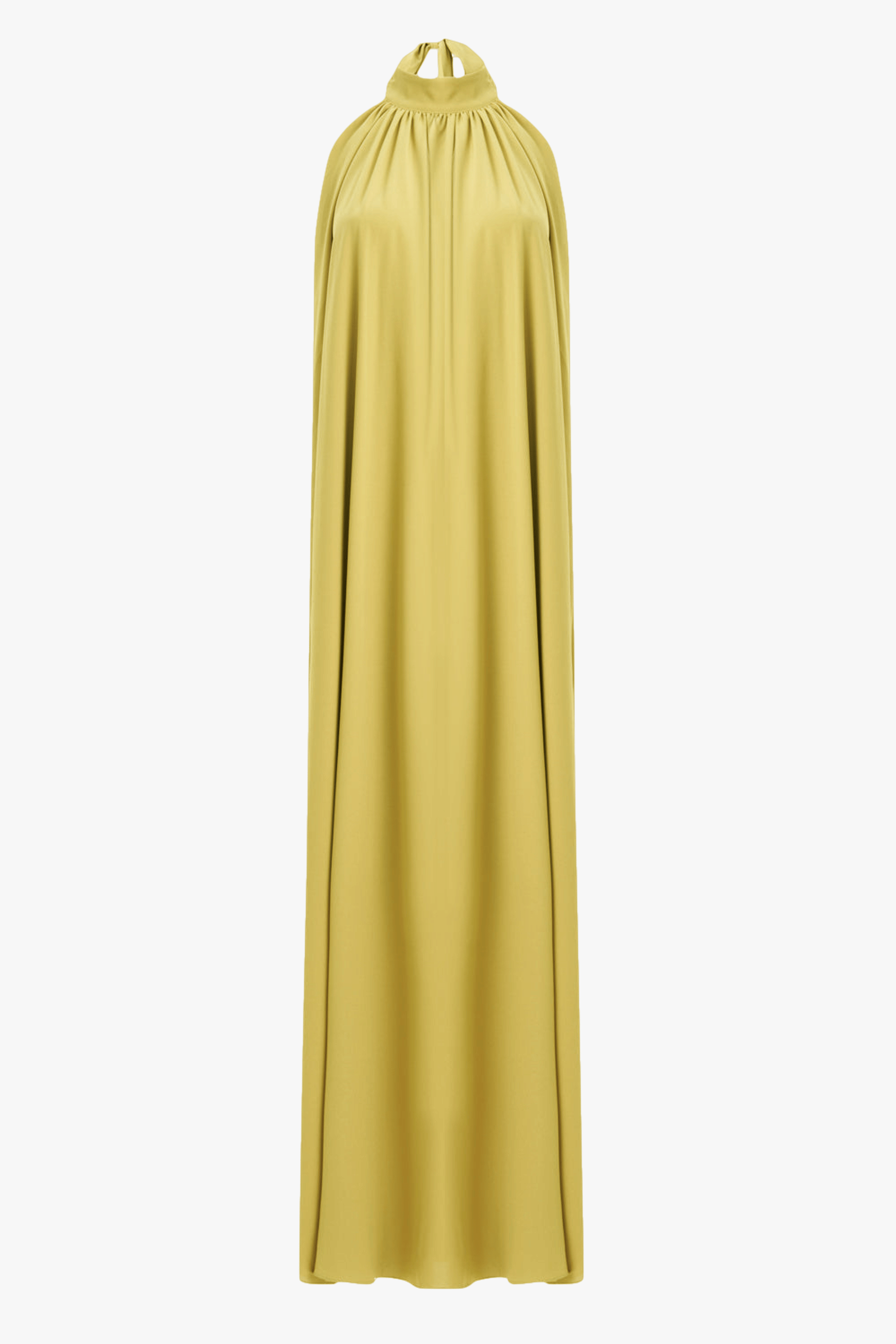 Pam Satin Green Halter Maxi Dress made by Lora Istanbul