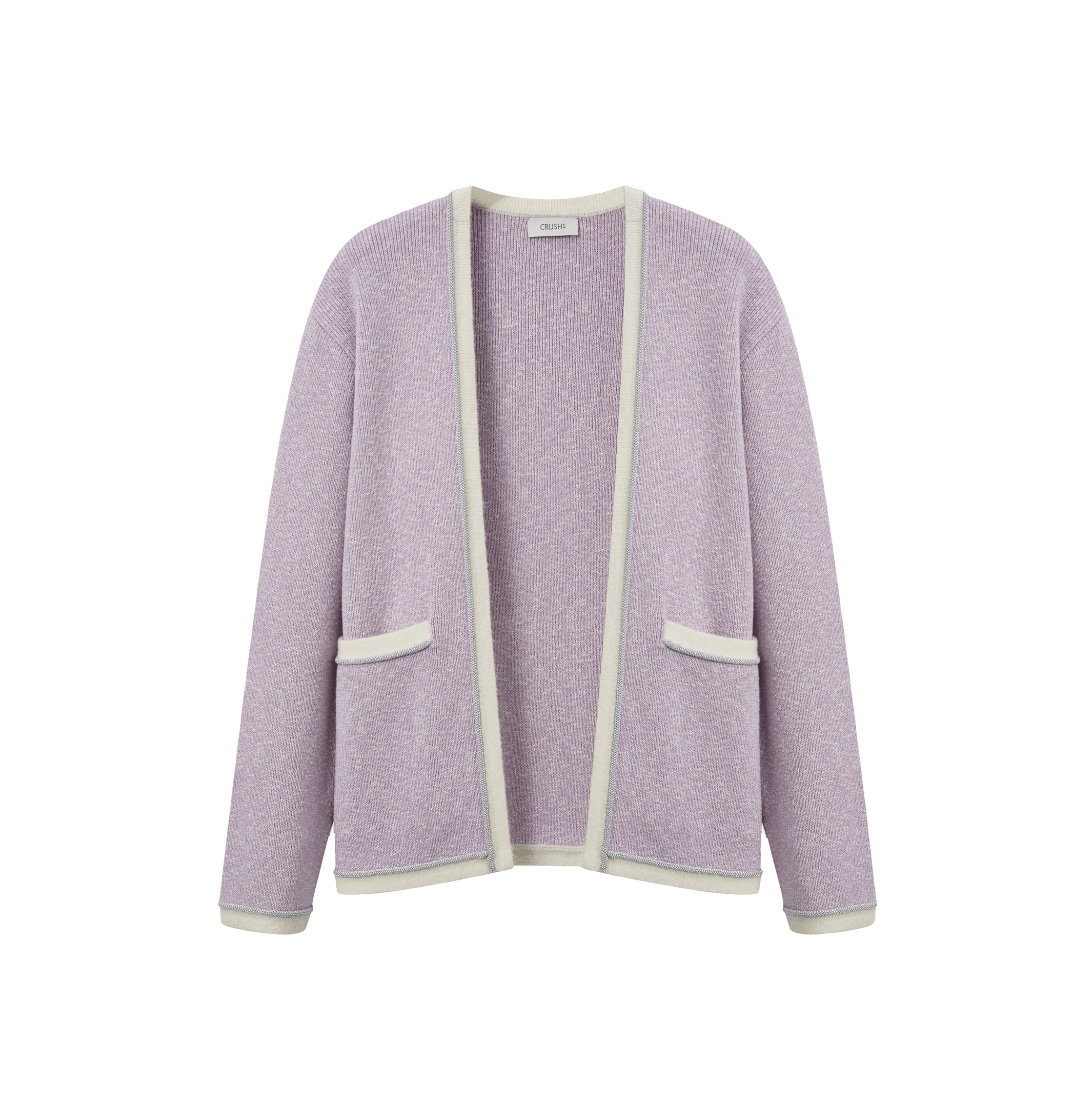METAL-TRIMMED MELANGE CARDIGAN in Purple made by CRUSH Collection