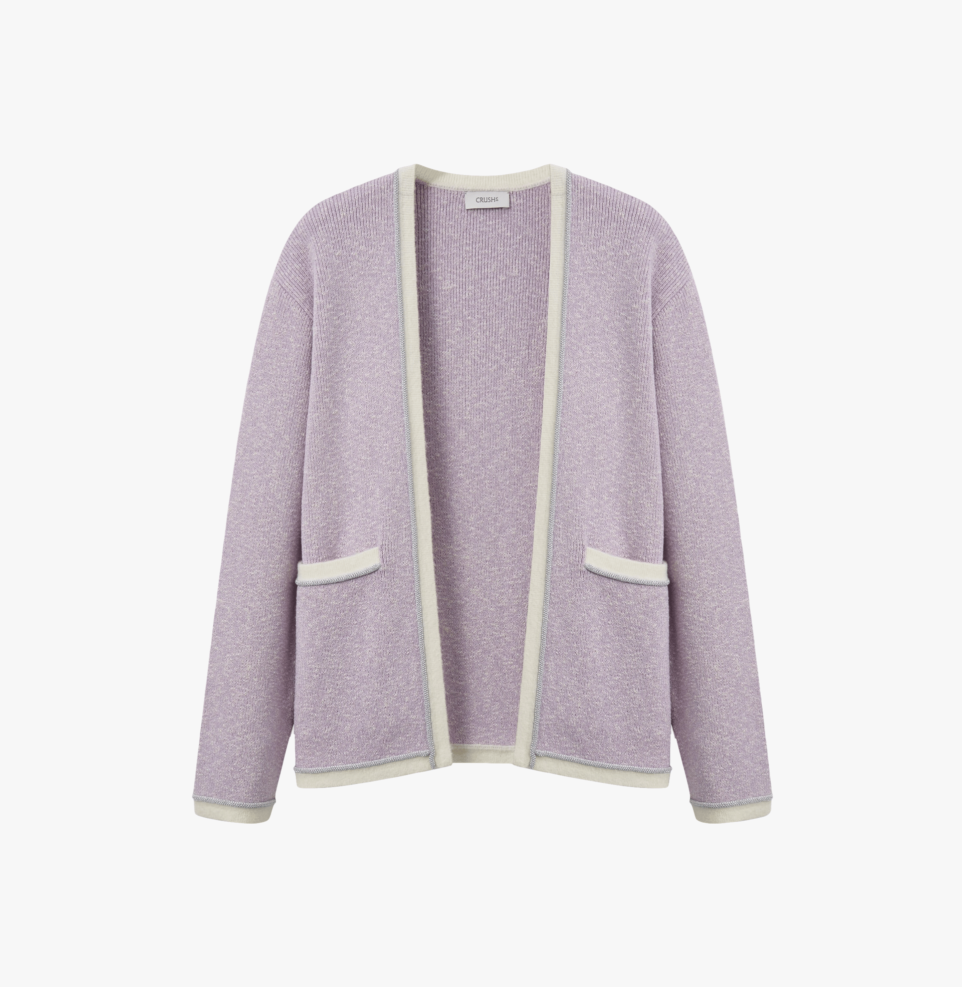 METAL-TRIMMED MELANGE CARDIGAN in Purple made by CRUSH Collection