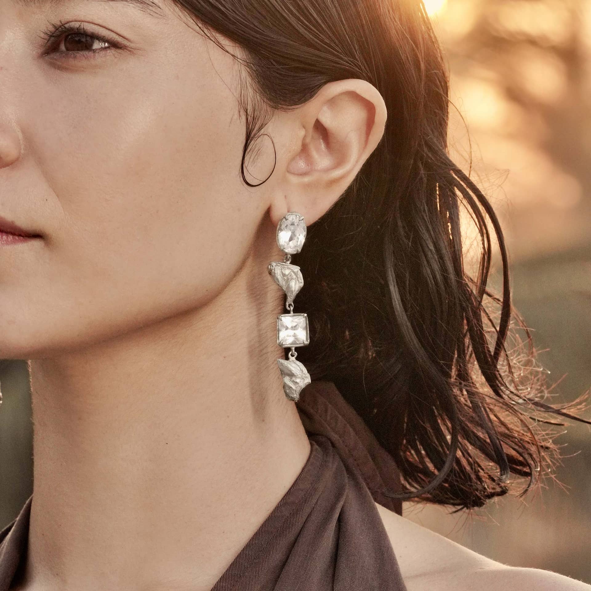 Sami White Sapphire Argenti Earrings made by Loveness Lee