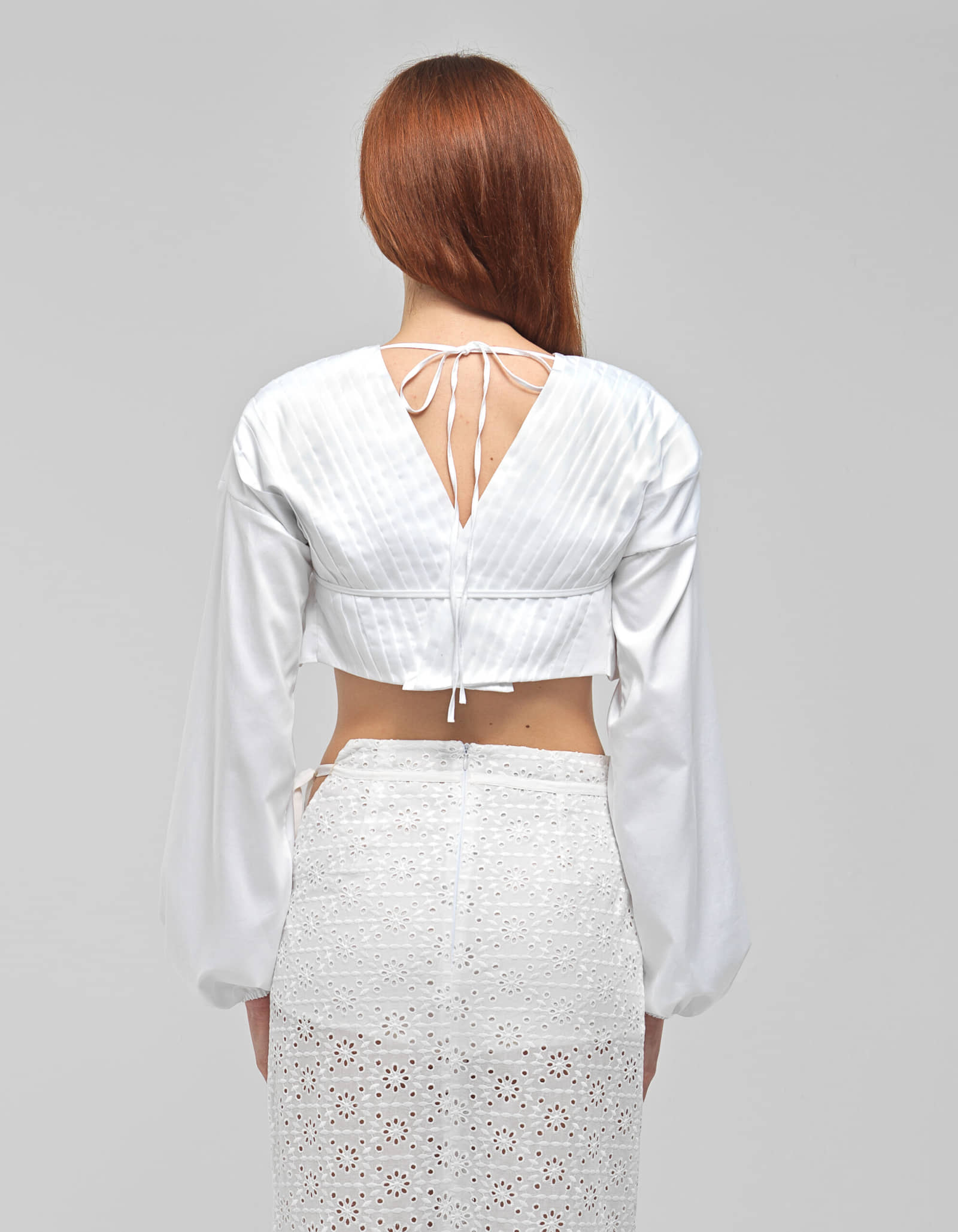 ARLETTE White Long Sleeve Ruched Top made by MAET