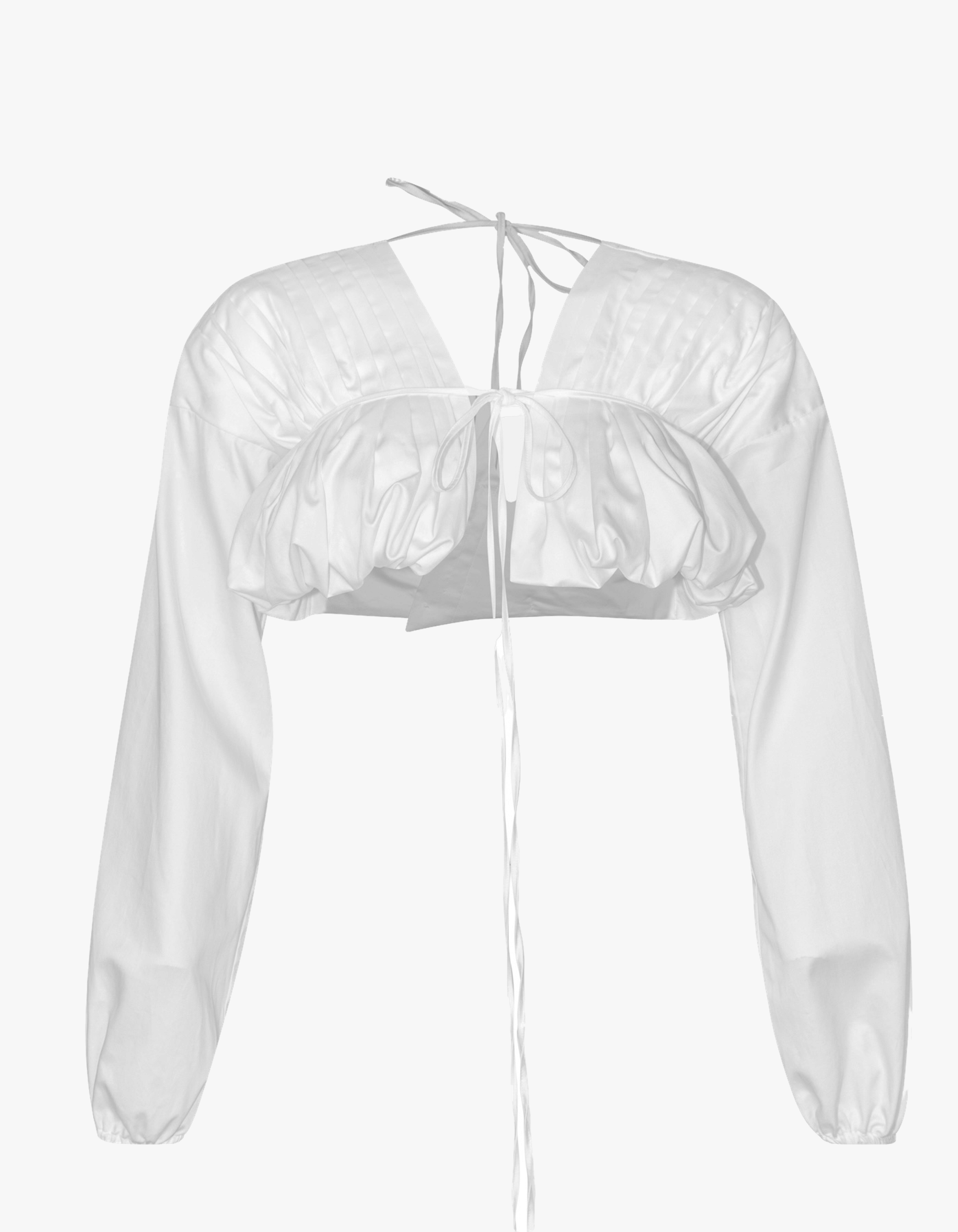 ARLETTE White Long Sleeve Ruched Top made by MAET