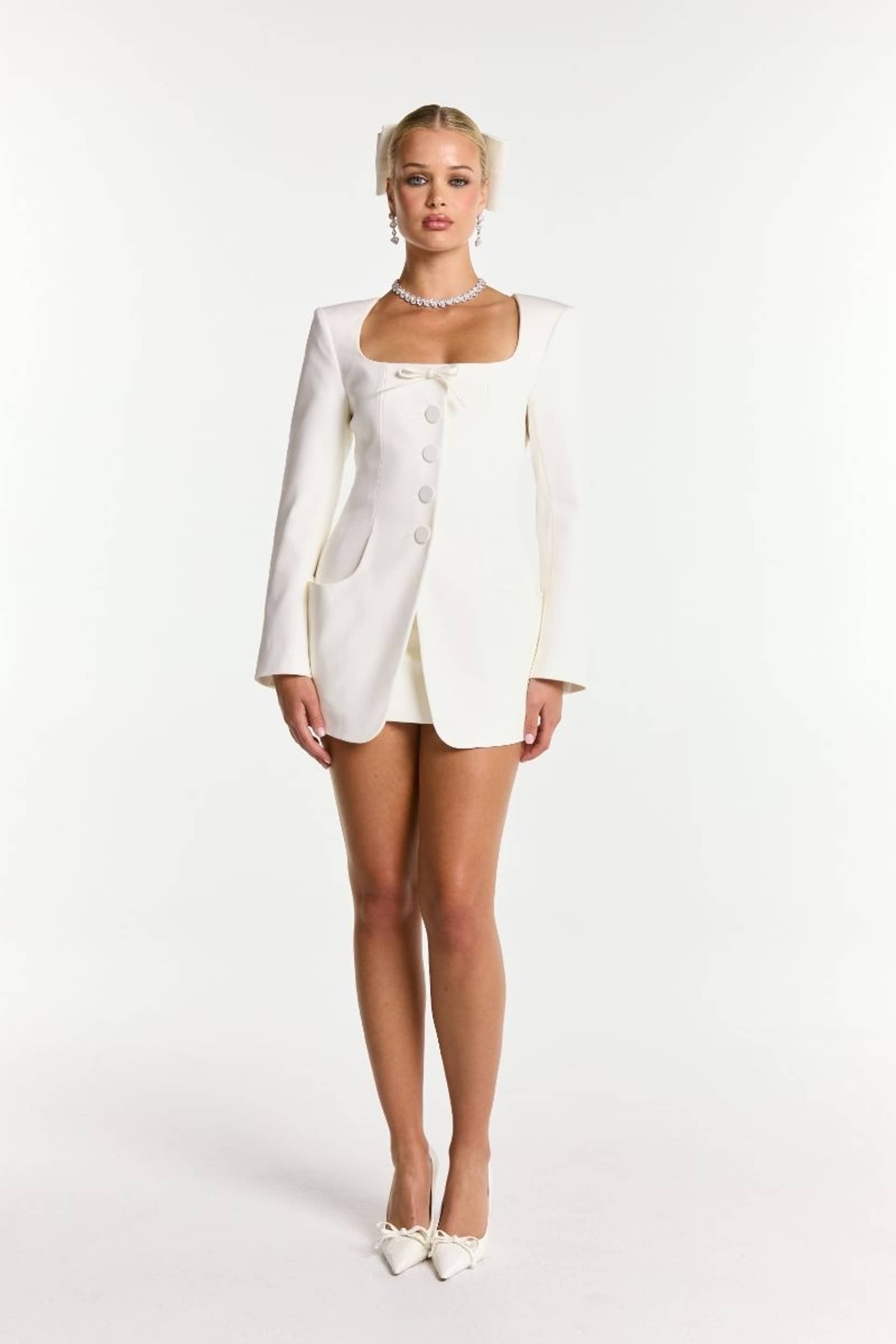 Tiffani Blazer (White) made by Nana Jacqueline