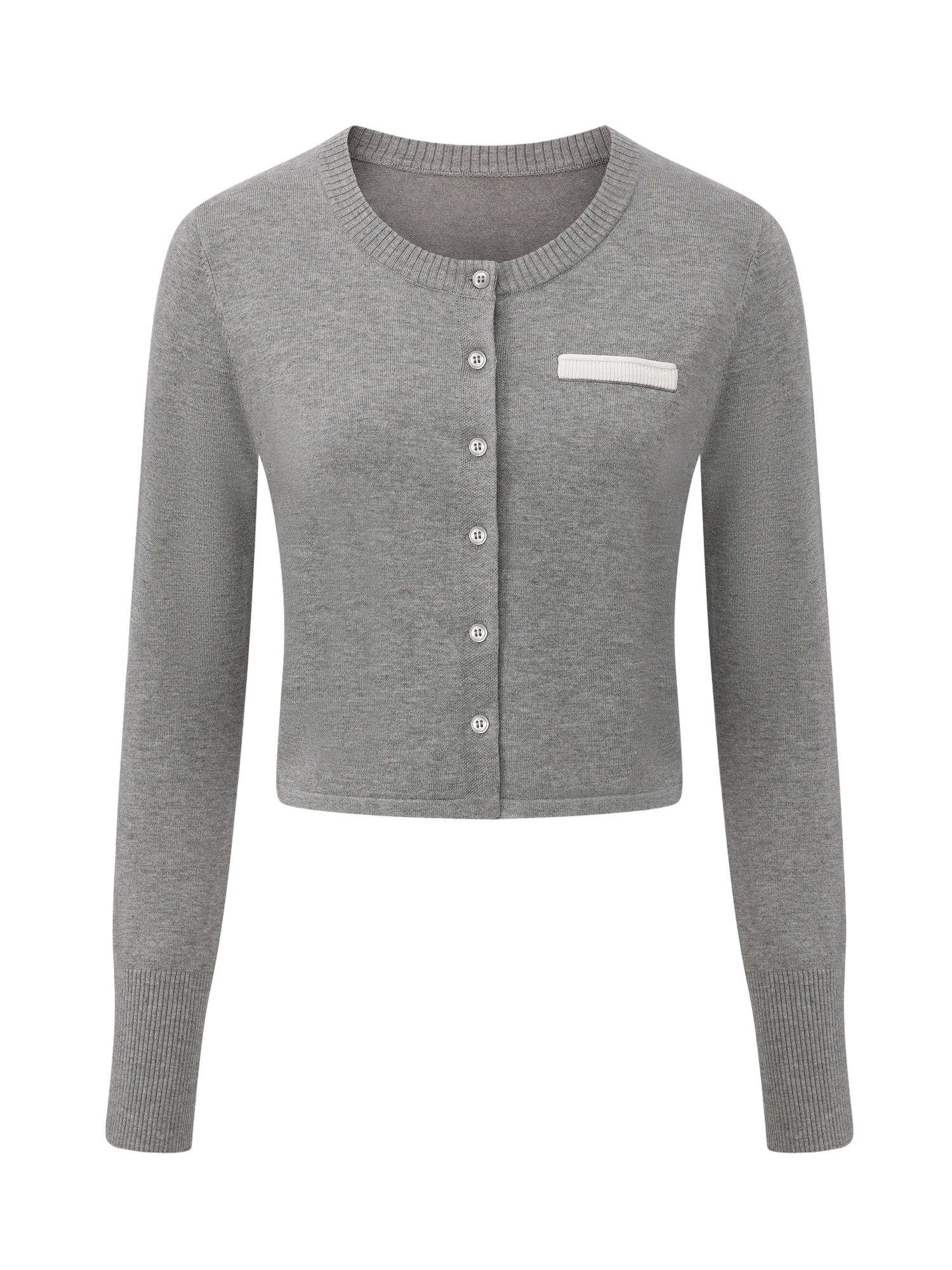 Millie Round-Neck Grey Knit Cardigan made by Nana Jacqueline