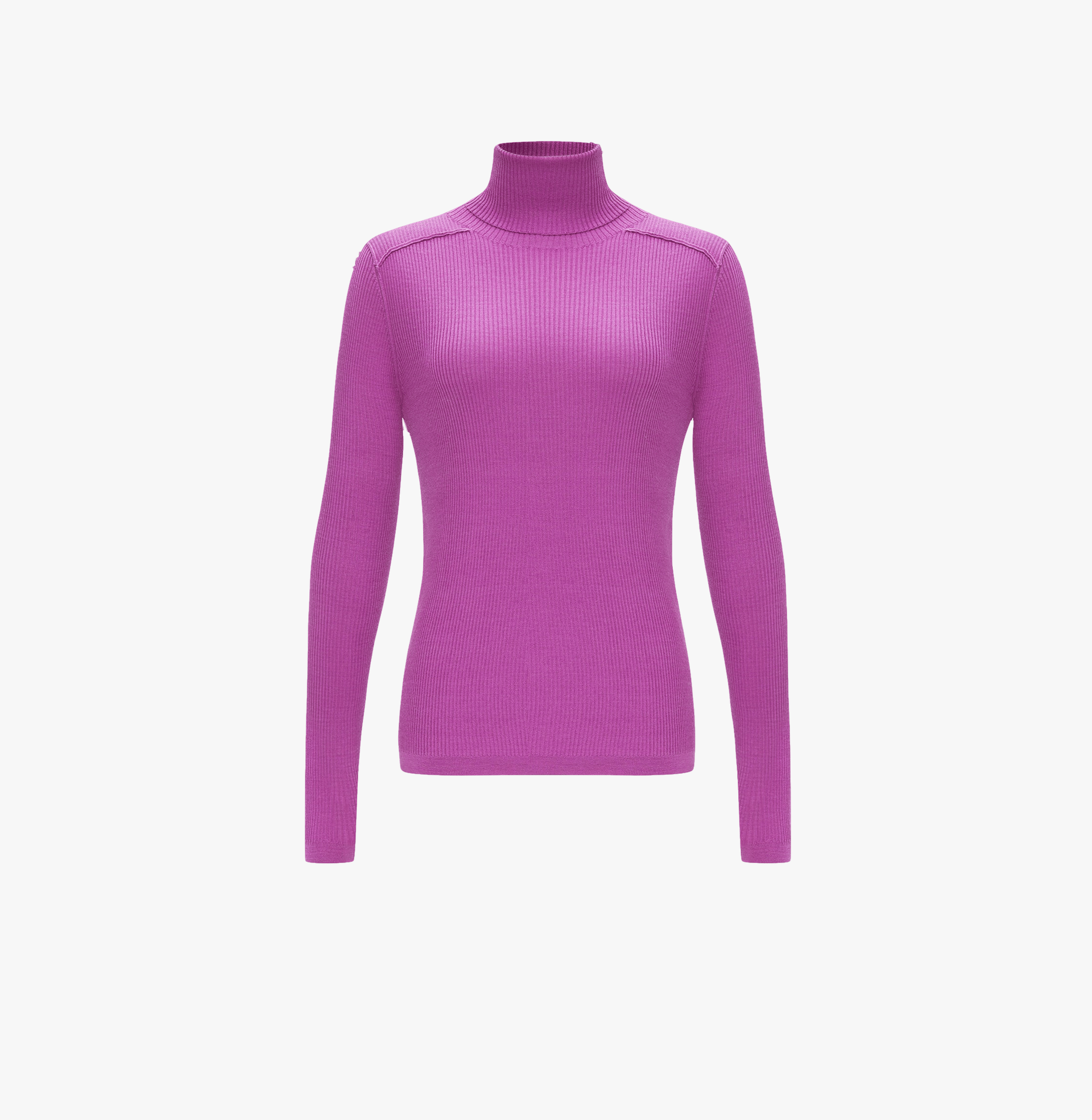 SILK AND CASHMERE RIBBED TURTLENECK TOP - CRUSH Wear in Purple made by CRUSH Collection