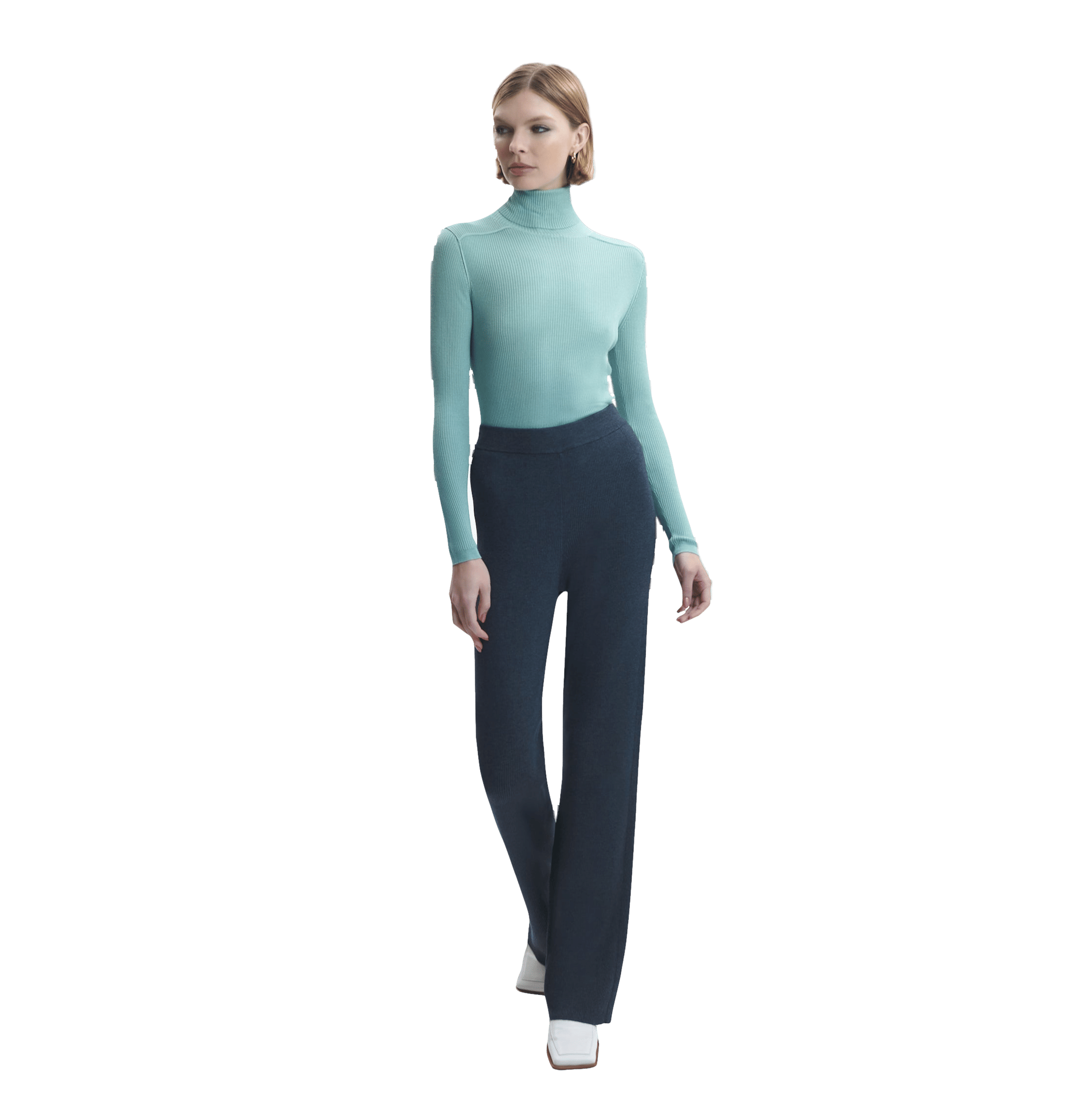 SILK AND CASHMERE RIBBED TURTLENECK TOP - CRUSH Wear in Green made by CRUSH Collection