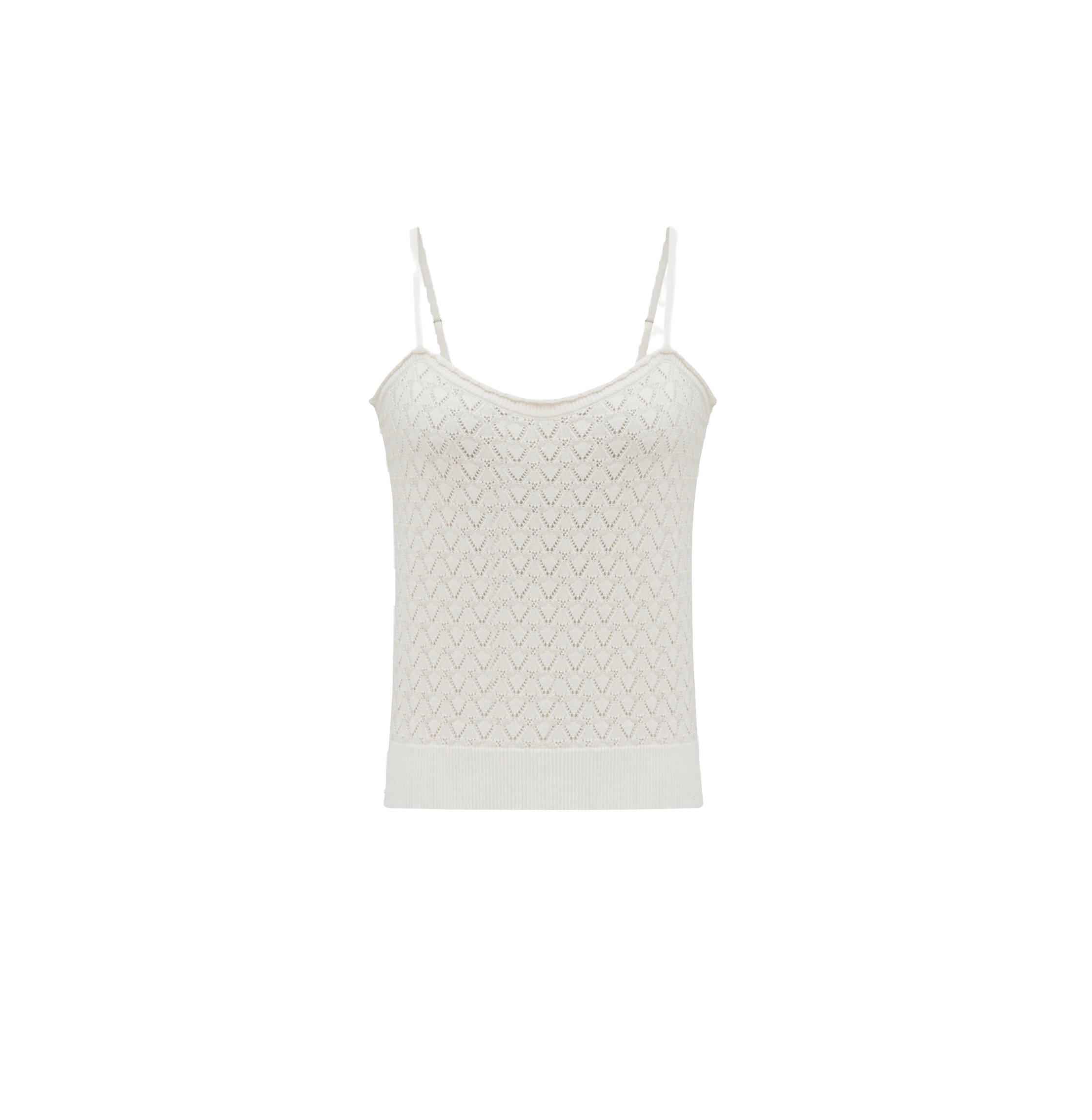 POINTELLE SILK AND COTTON BLEND TANK TOP in White made by CRUSH Collection