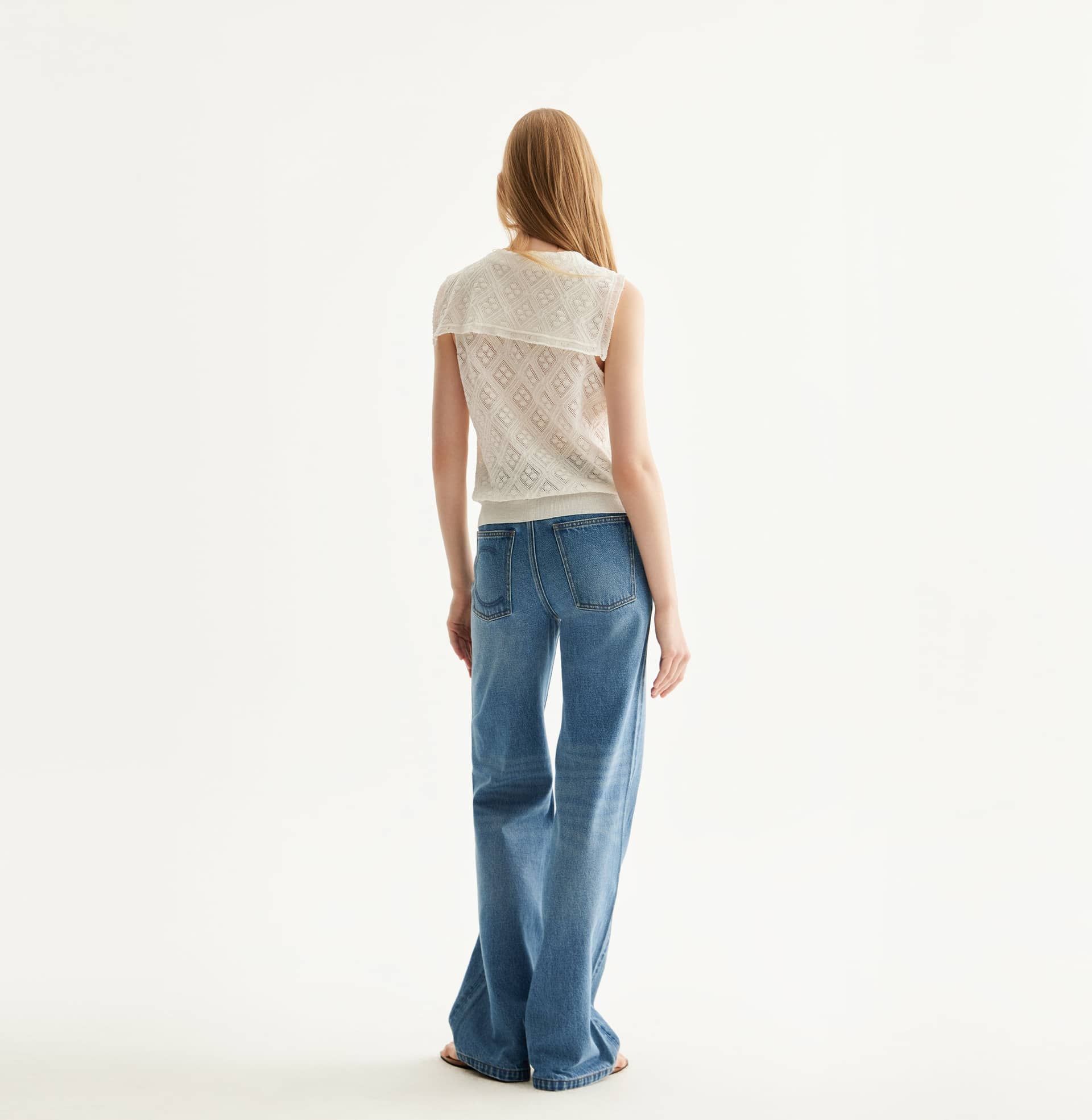 DIAMOND POINTELLE SAILOR COLLAR TANK TOP made by CRUSH Collection